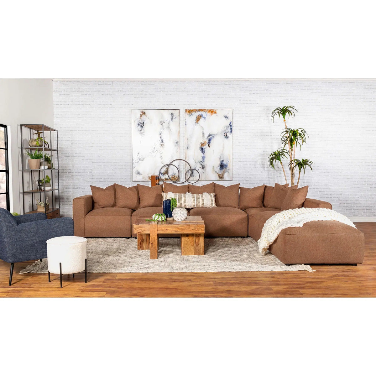 Colleen - 6 Piece Modular Sectional With Tight Seats - Terracotta Furniture Max