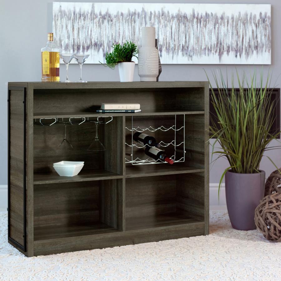 Joe - 5-Shelf Composite Wood Home Bar Wine Cabinet - Aged Oak CoasterEveryday