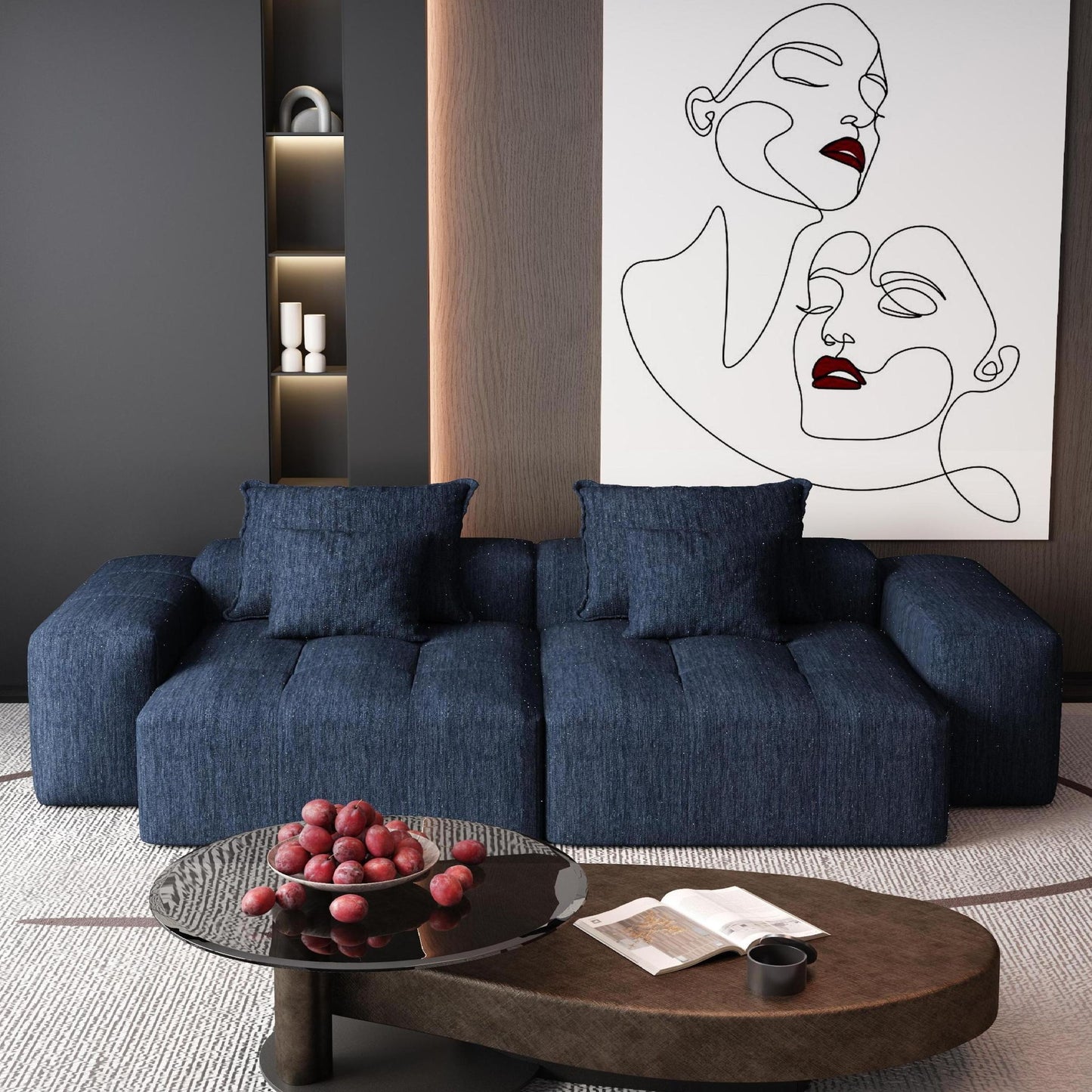 Modern Oversized Diy Combination Modular Sectional Sofa & Pillows Home Essentials