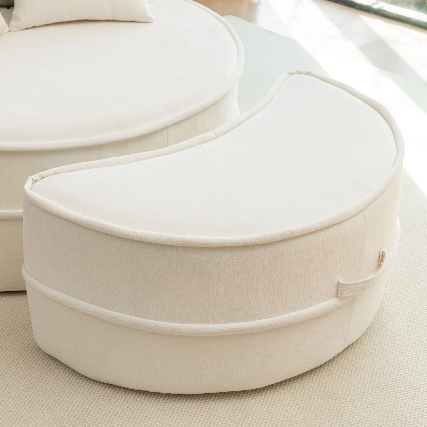 Modern Oversized Round Barrel Accent Chair With Ottoman Home Essentials