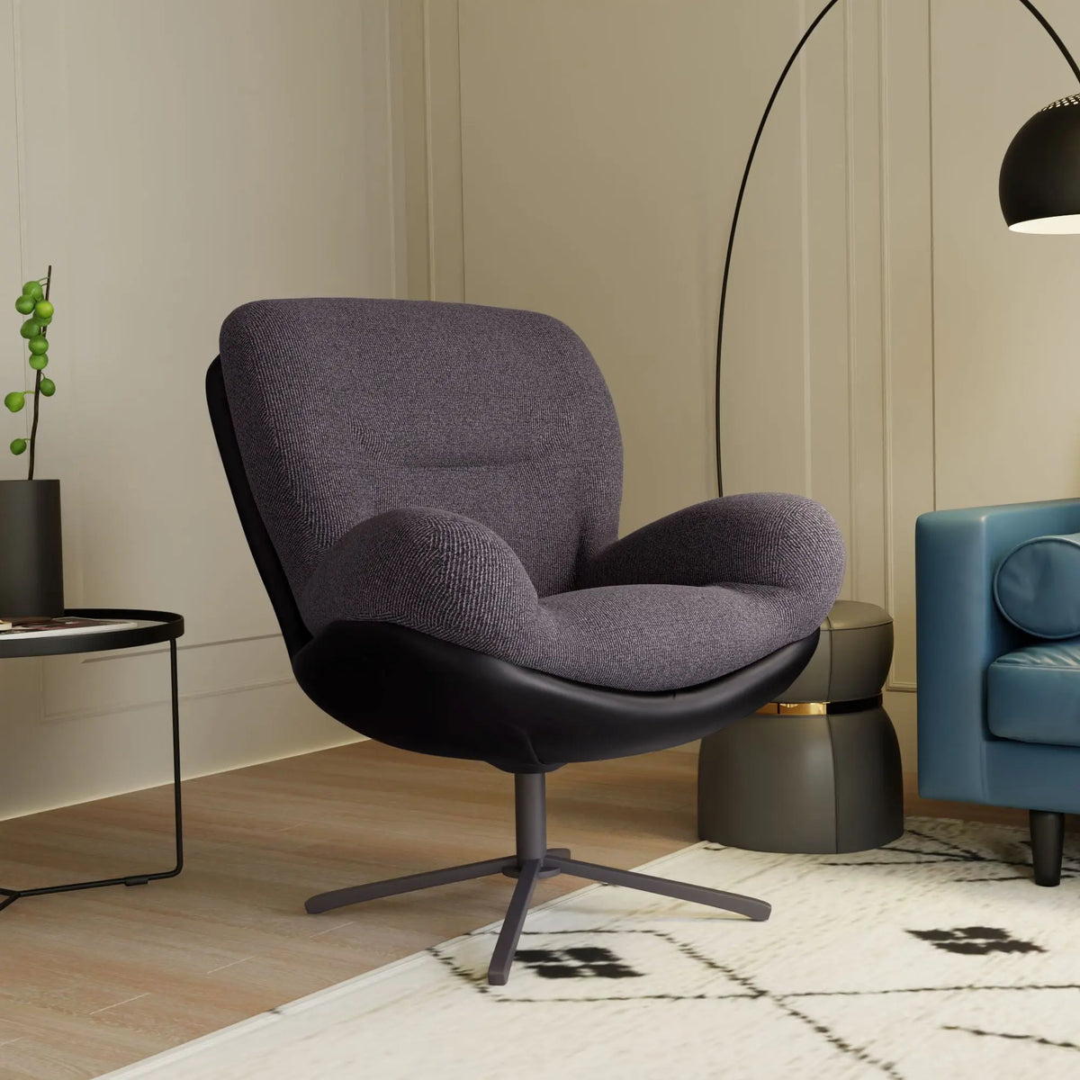 360° Swivel Office Chair, No Wheels Noble House