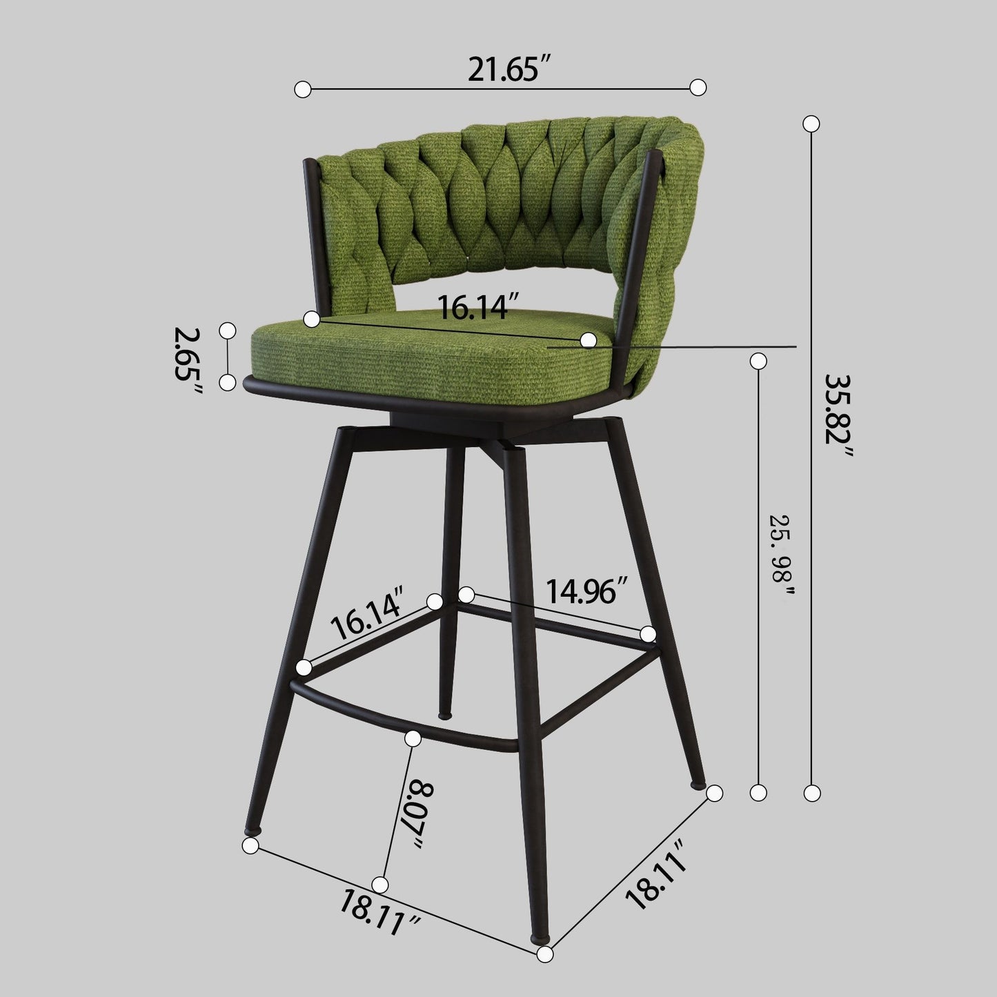 Bar Stool 360 Swivel With Back Footrest Home Essentials