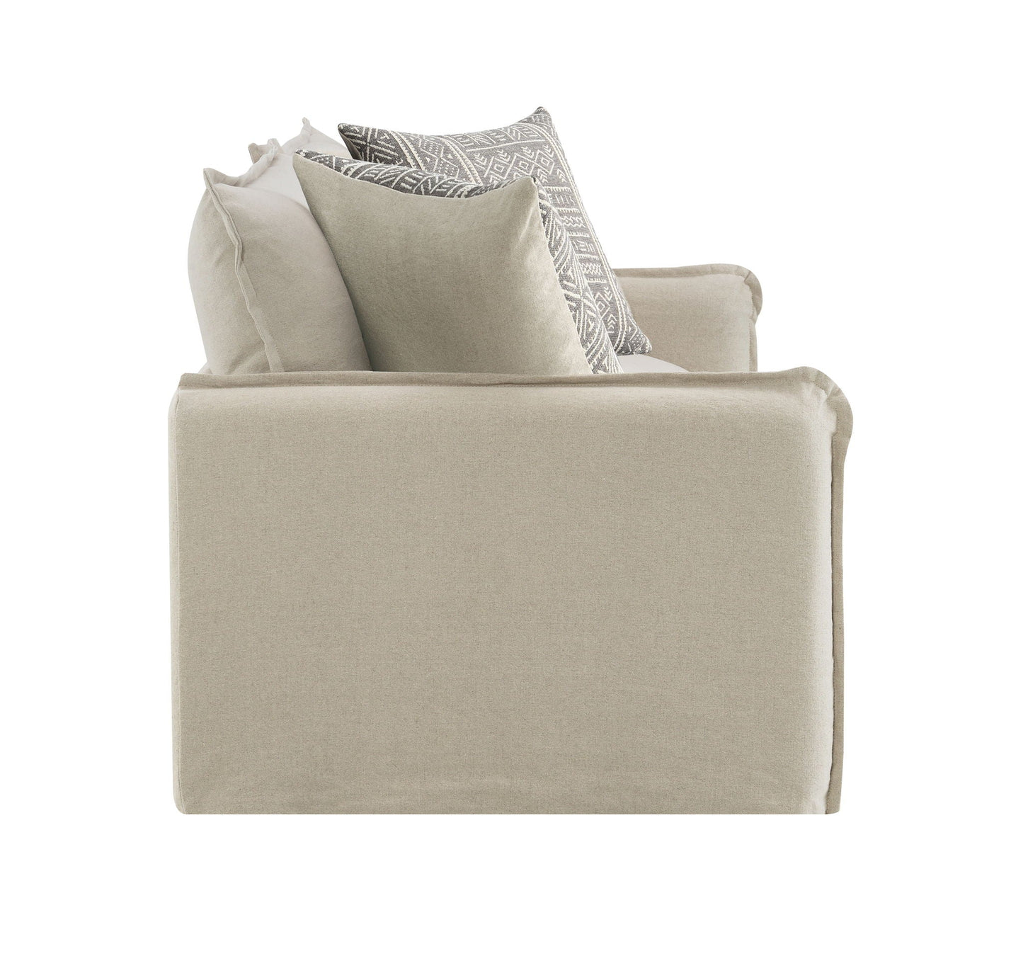 Upendo - Pattern Linen Loveseat With 2 Toss Pillows - Beige Acme