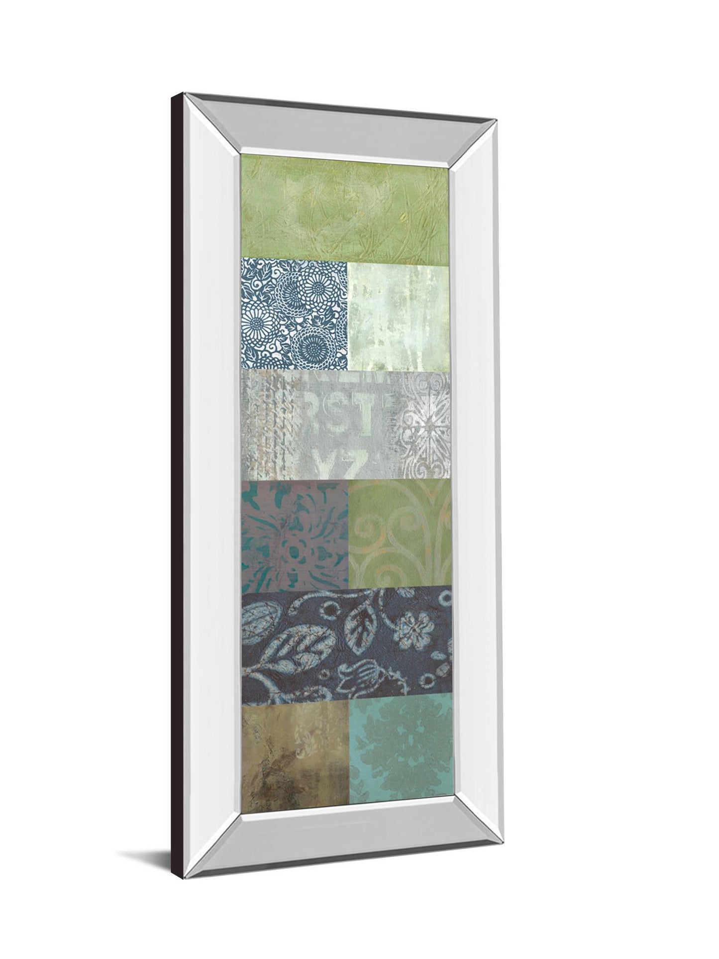 Zen Panel I By Vision Studio - Mirror Framed Print Wall Art - Blue Classy Living