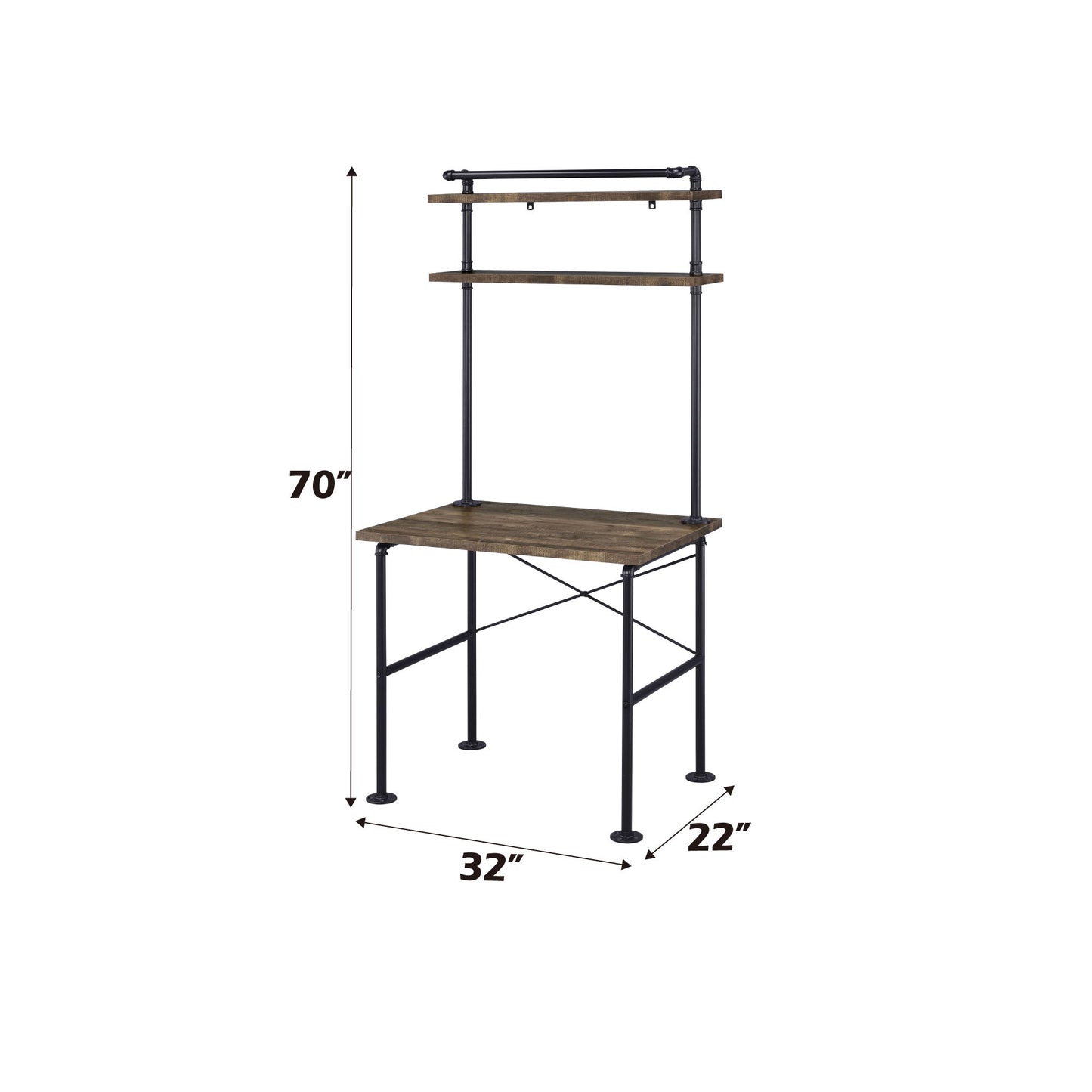 Ensata - Rustic Writing Desk - Black / Oak Acme