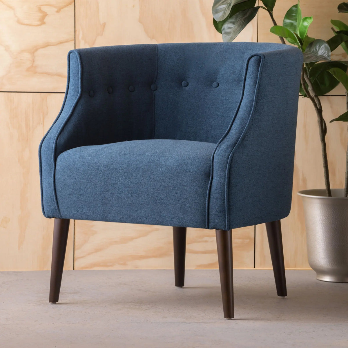 Contemporary Upholstered Club Chair With Button Tufting Noble House