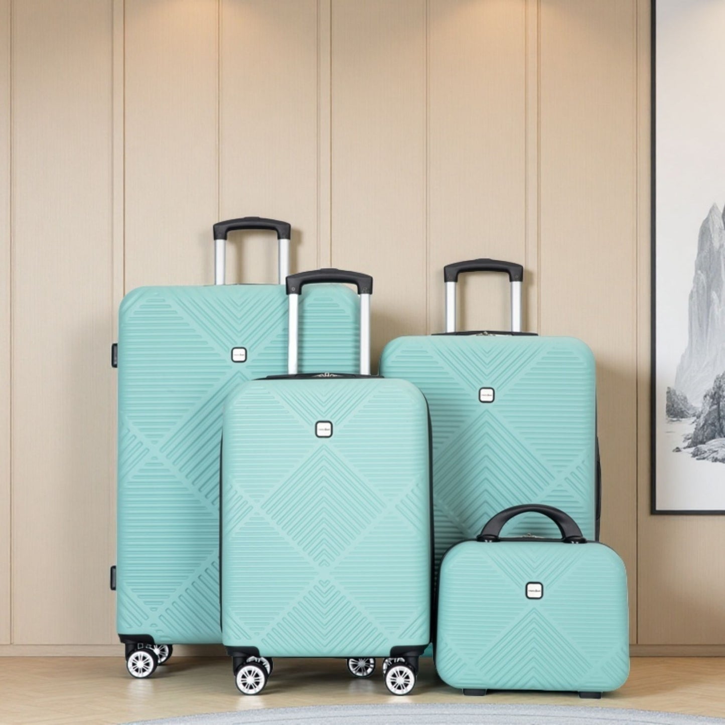 4 Piece Lightweight Suitcase, Makeup Box, Aircraft Wheels Daily Nest