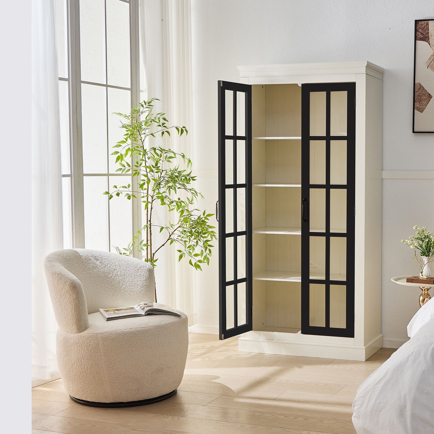 Rustic Style Display Cabinet With Glass Doors For Collectibles Hearth and Haven