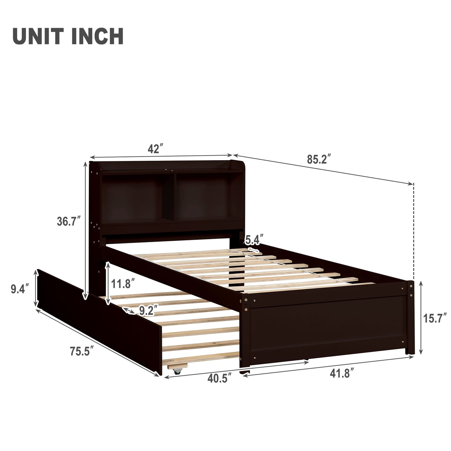 Twin Bed With Trundle, Bookcase Home Essentials