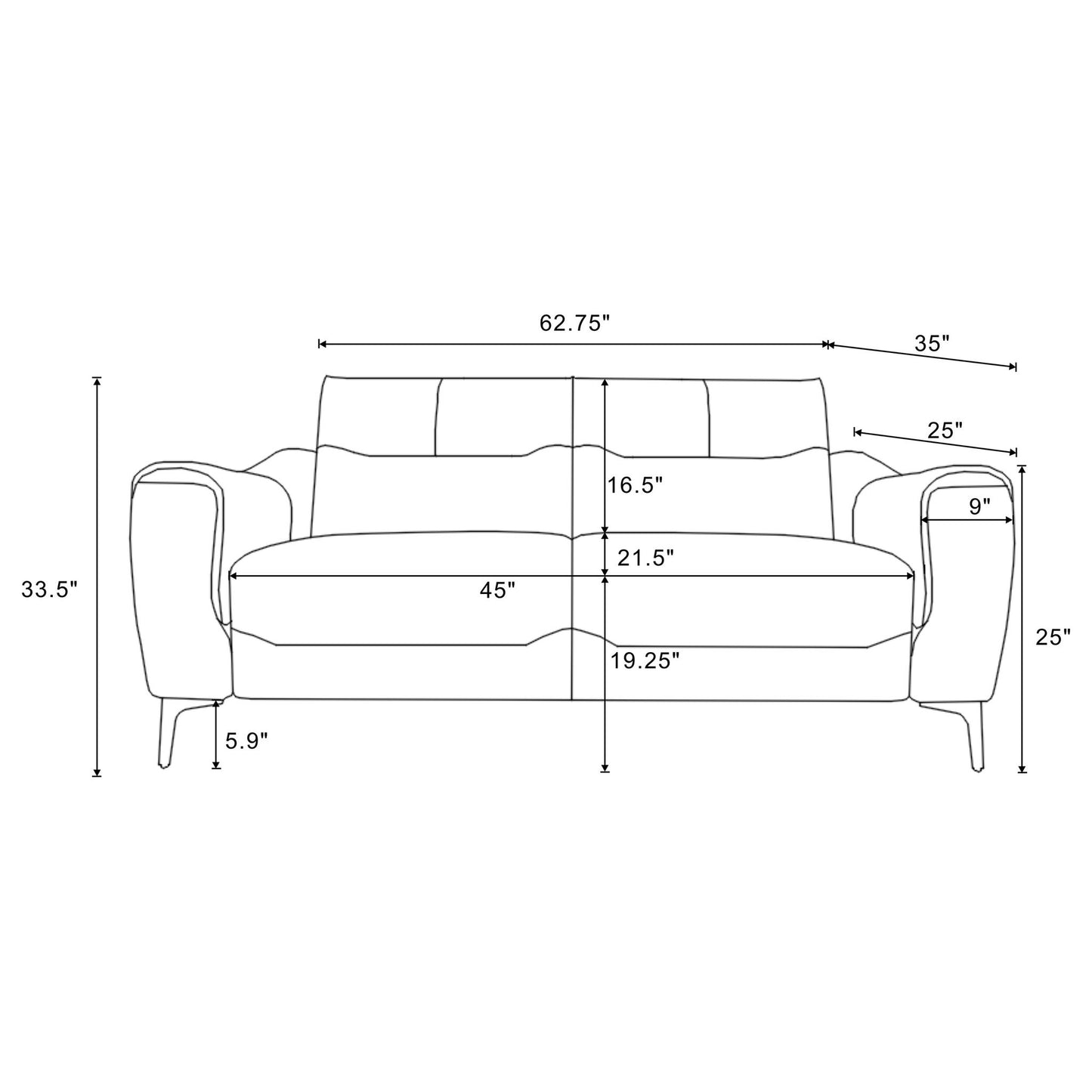 Oberle - Upholstered Sloped Track Arm Loveseat - Charcoal Furniture Max