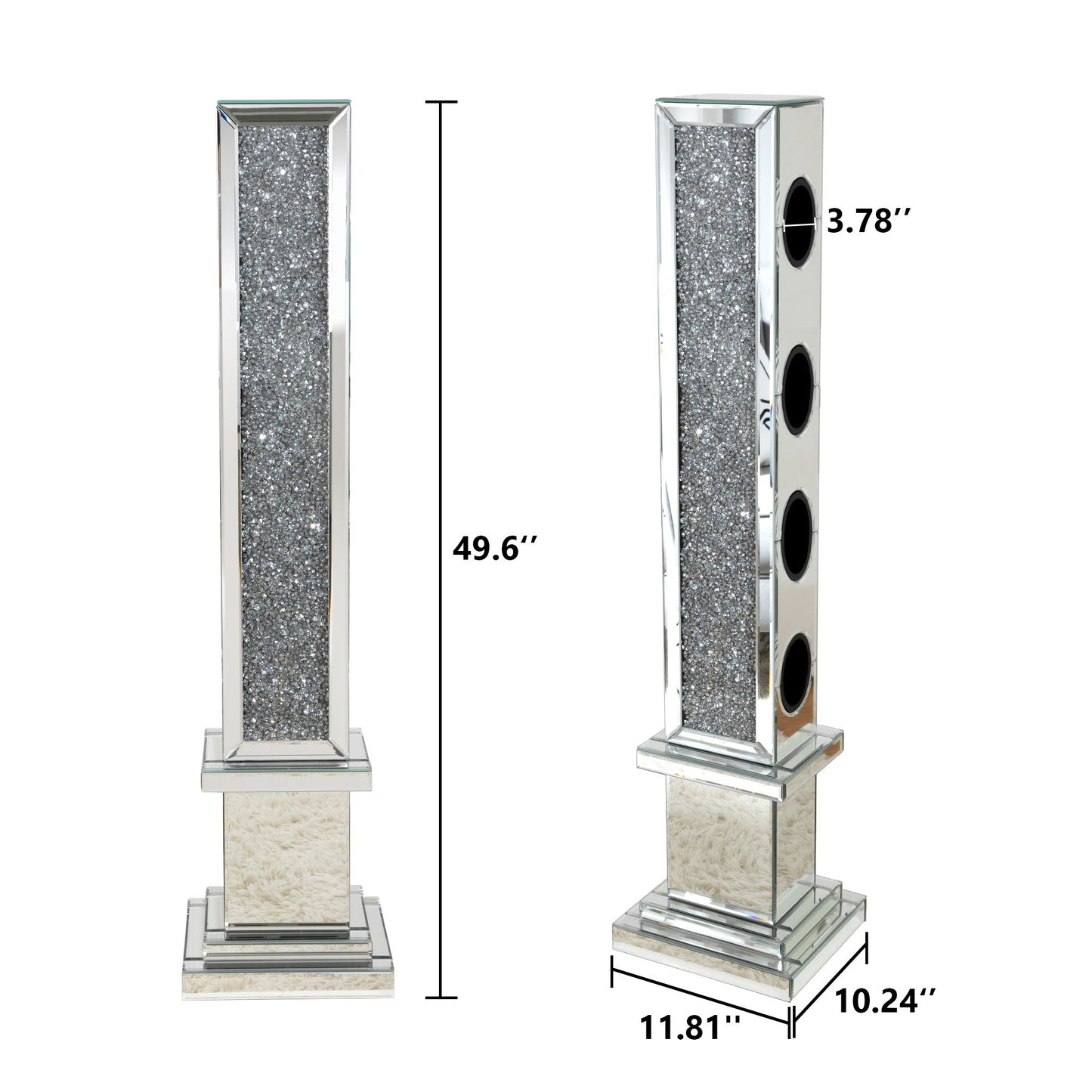 Crushed Diamond Floating Mirrored Wine Bottle Holder - Silver Home Essentials