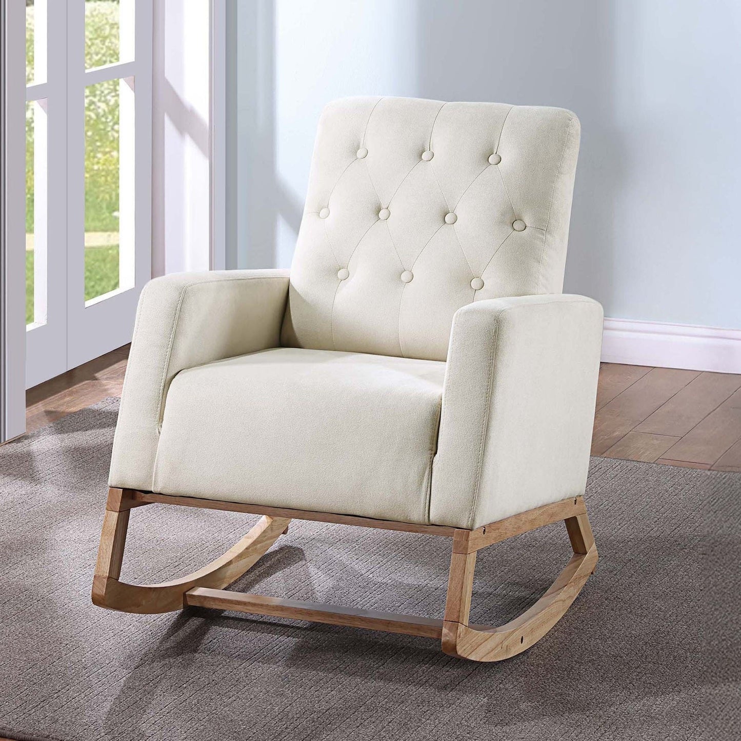 Rocker Chair With Tufted Back - Beige / Ivory Home Essentials