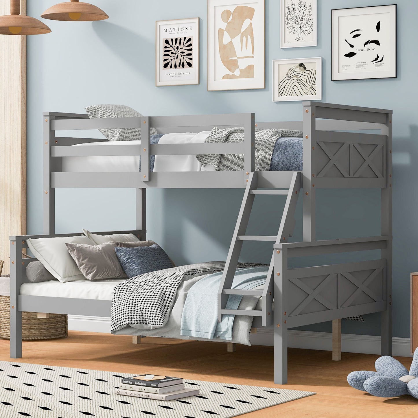 Bunk Bed With Ladder And Safety Guardrail Hearth and Haven