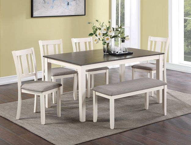 Rowan - 6 Piece Dinette Set With Bench - White Crown Mark