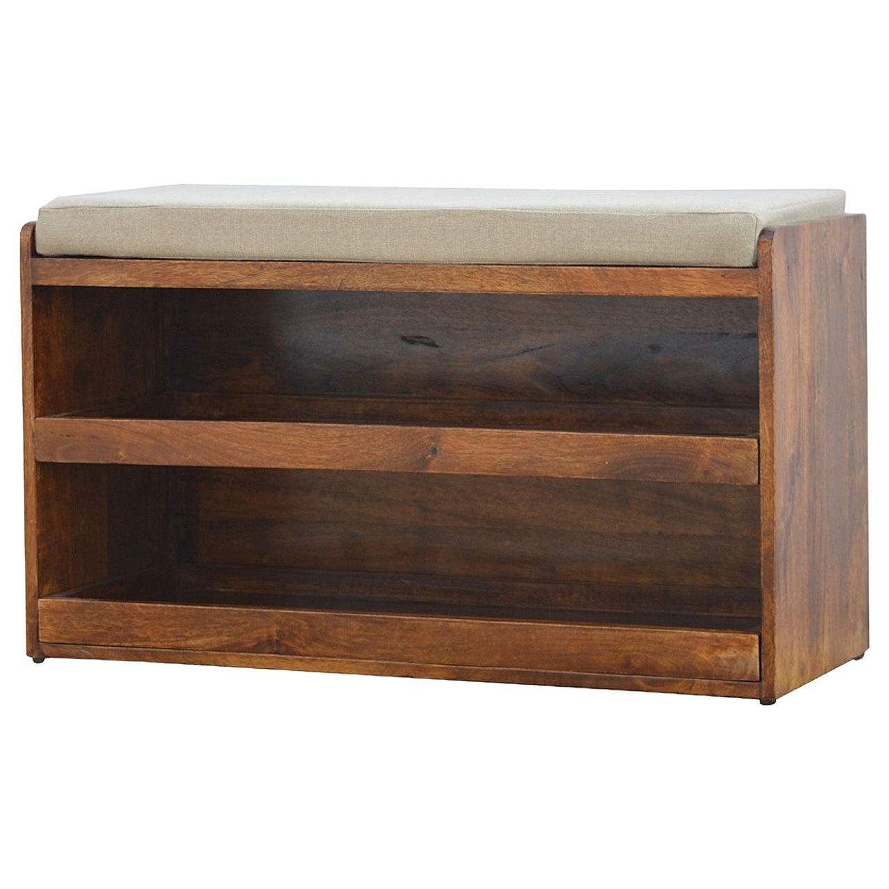 Pull Out Shoe Bench - Chestnut / Mud Linen Artisan Furniture