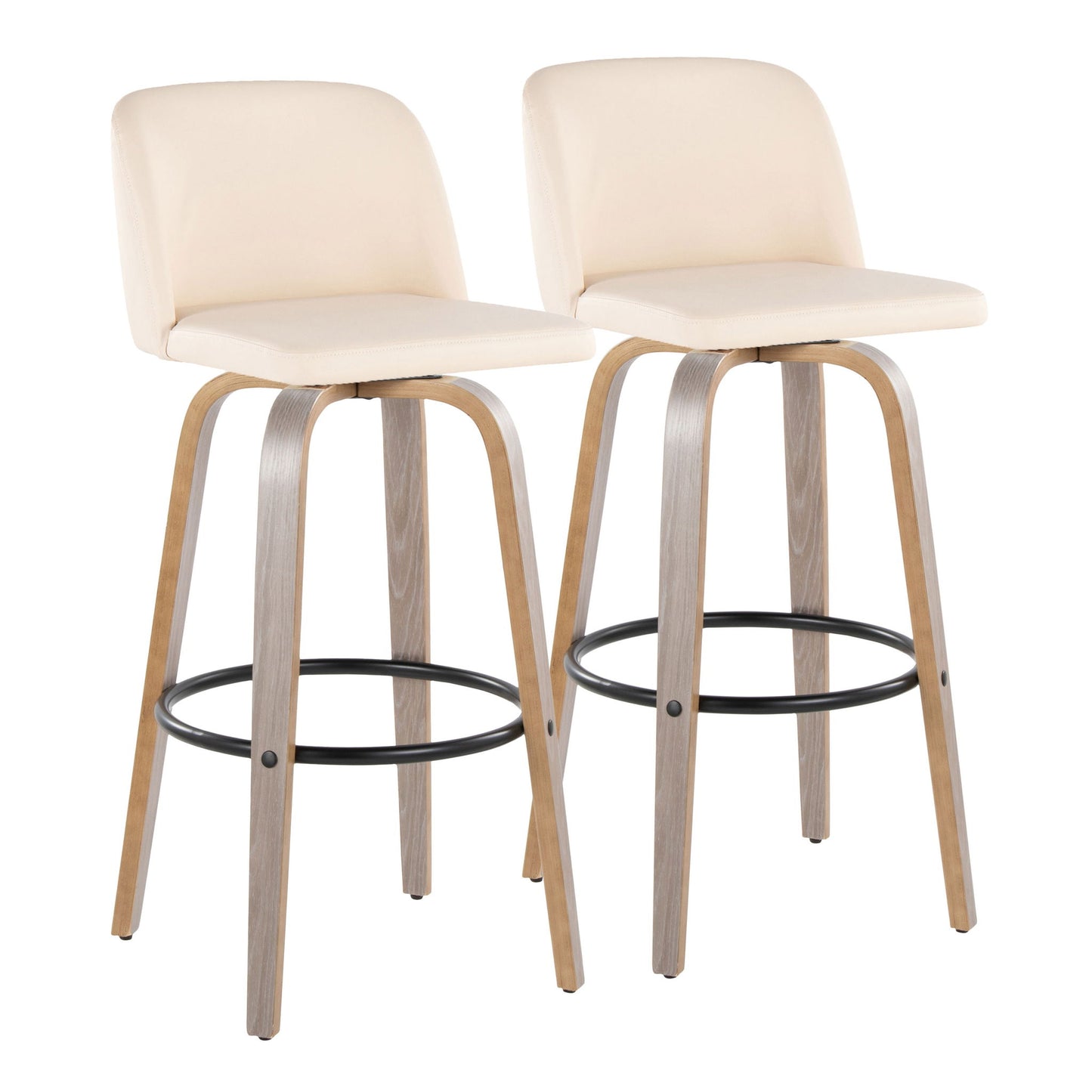 Toriano - Fixed Height Contemporary Barstool With Swivel With Round Footrest (Set of 2) Lumi Source