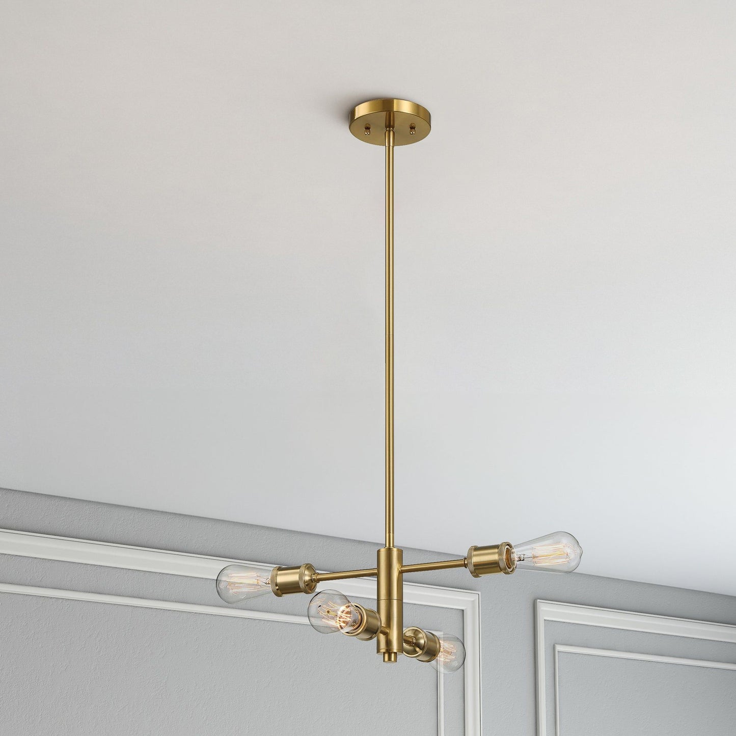 Trellis - 4 Lights Modern Gold Chandelier Vintage Pendant Fixture For Living Room - Clear / Gold Ashcroft Furniture