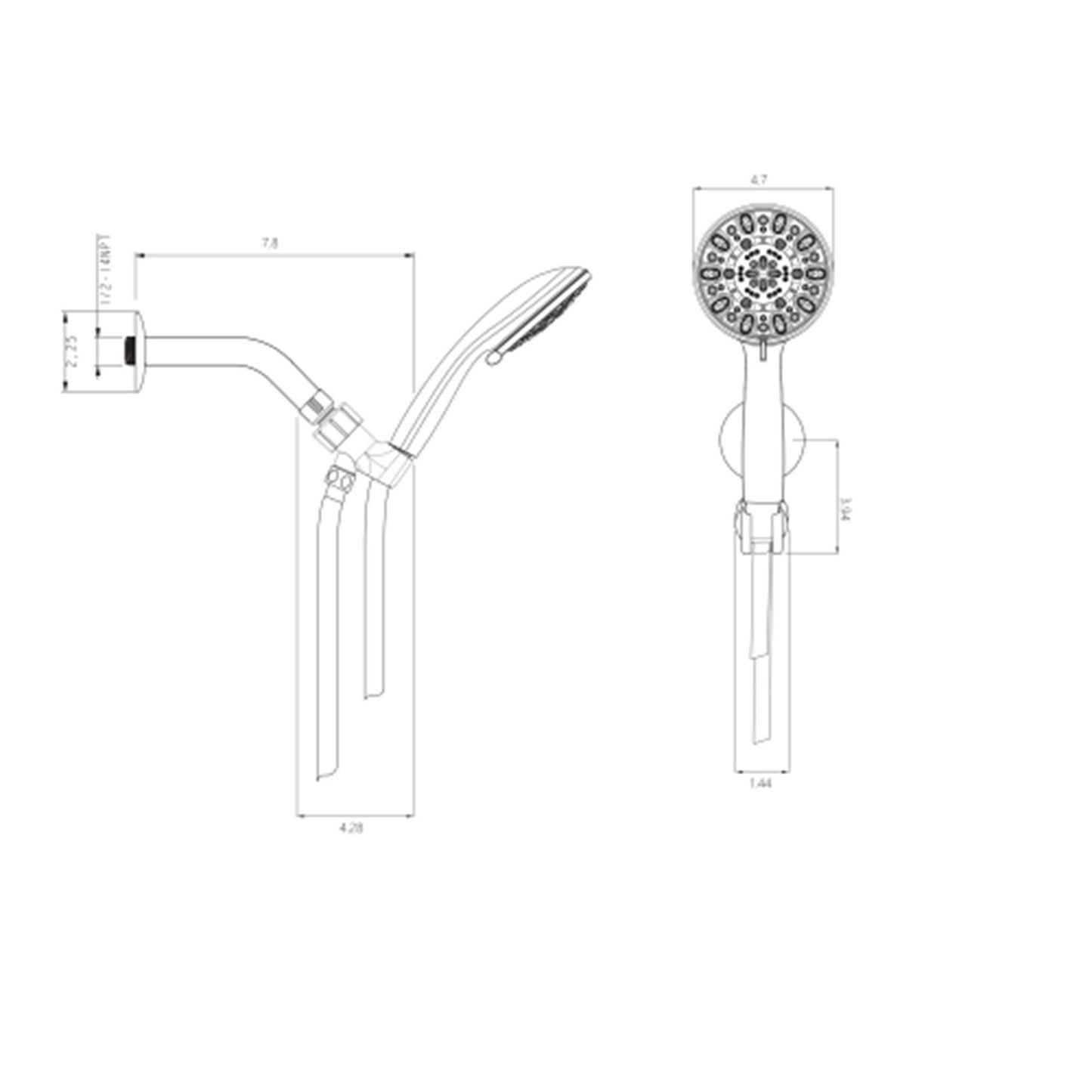 Multi Function Adjustable Hand Shower 8 Function Hand Shower Plastic With Wall Mount - Chrome Daily Nest