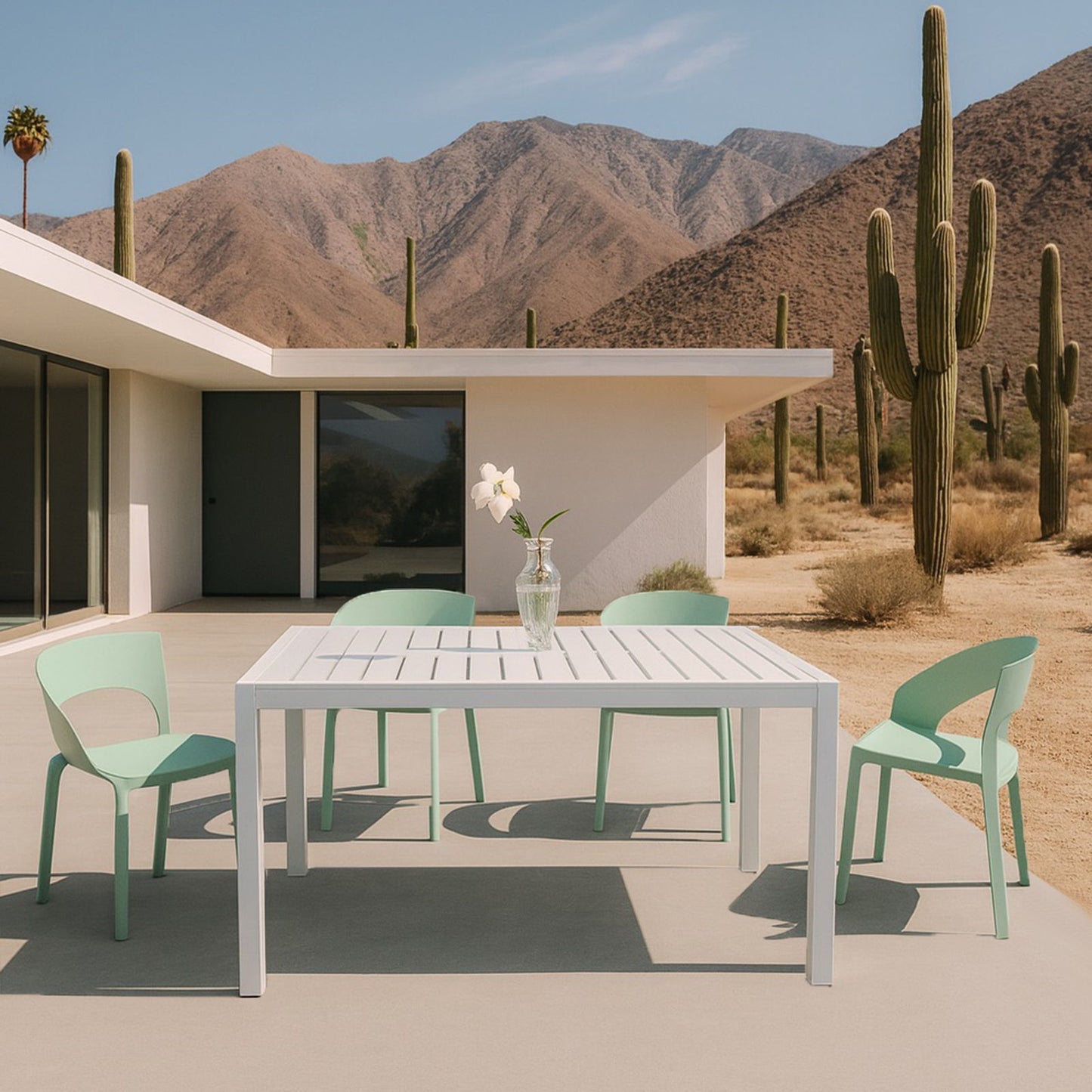 4 Piece Set Of Modern Designed Single Chairs With Long Table Home Essentials