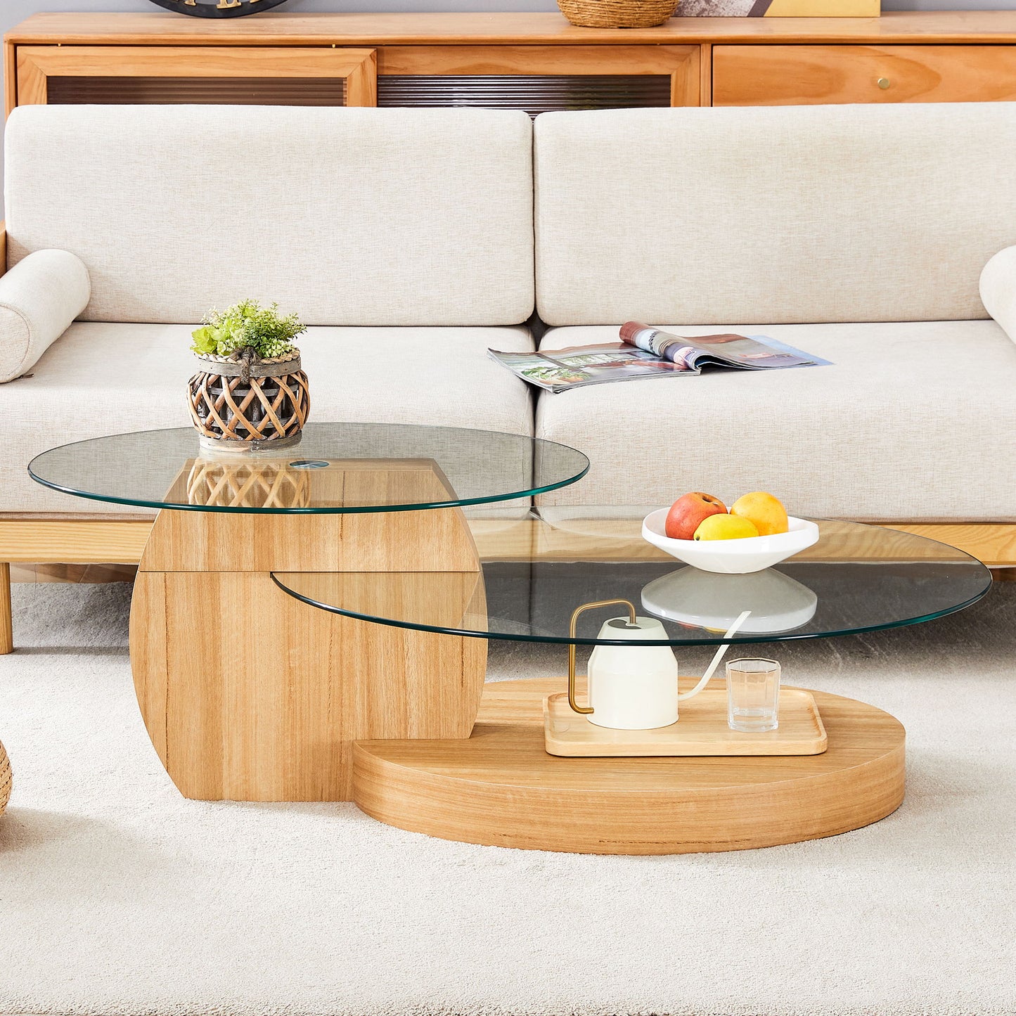 Contemporary Artistic Double Layer Coffee Table Home Essentials