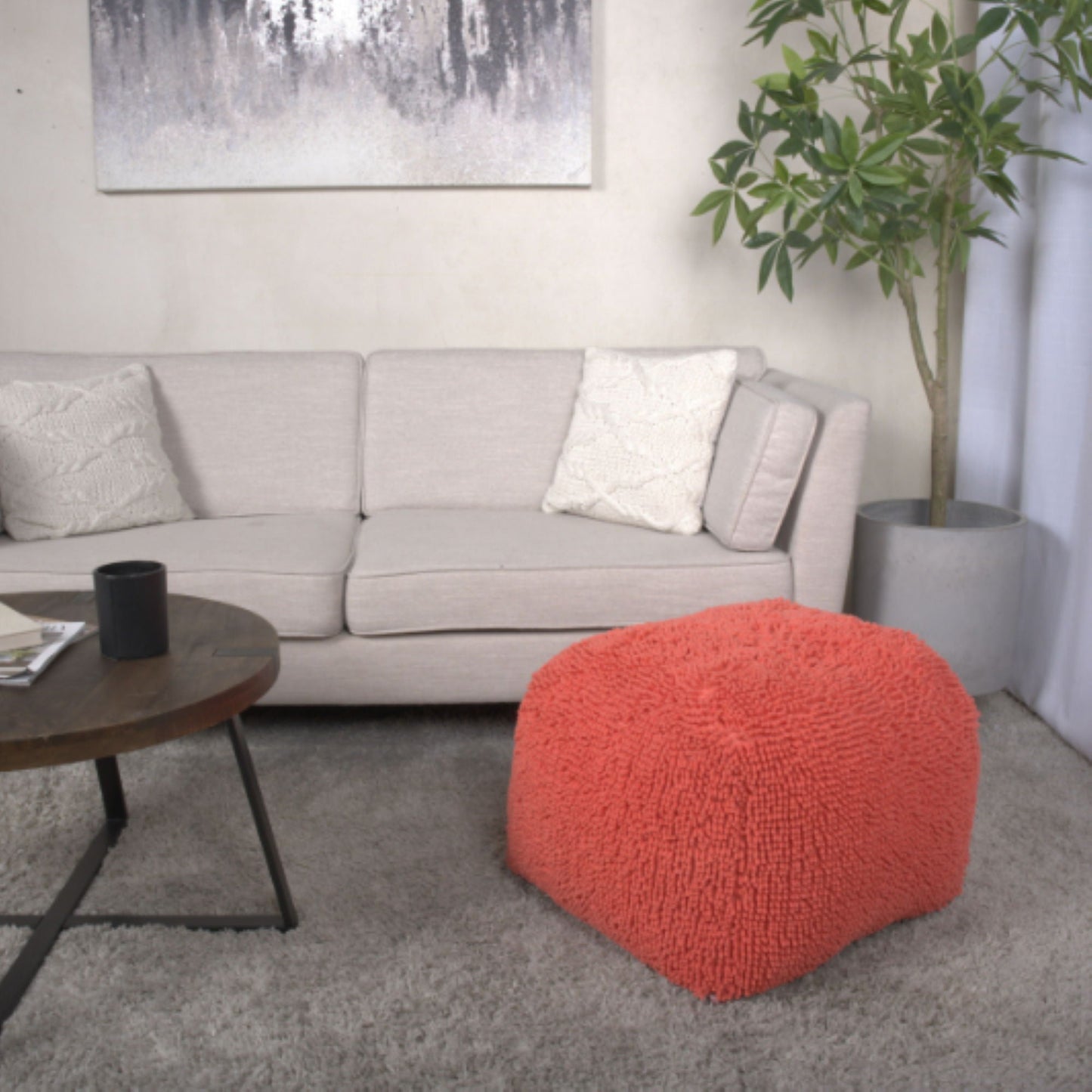 Spongy Microfiber Square Pouf Soft Seating Home Essentials
