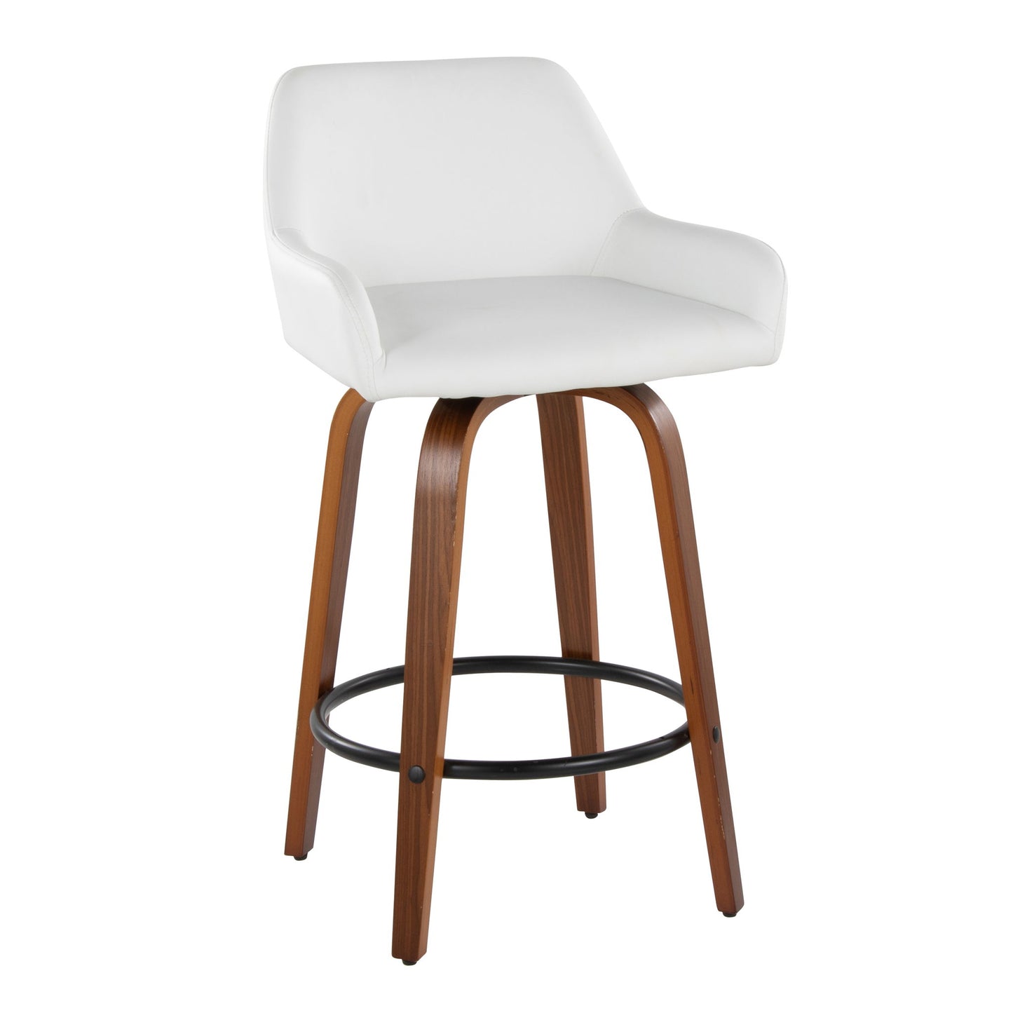 Daniella - Contemporary Fixed Height Counter Stool With Swivel With Round Footrest (Set of 2) Lumi Source