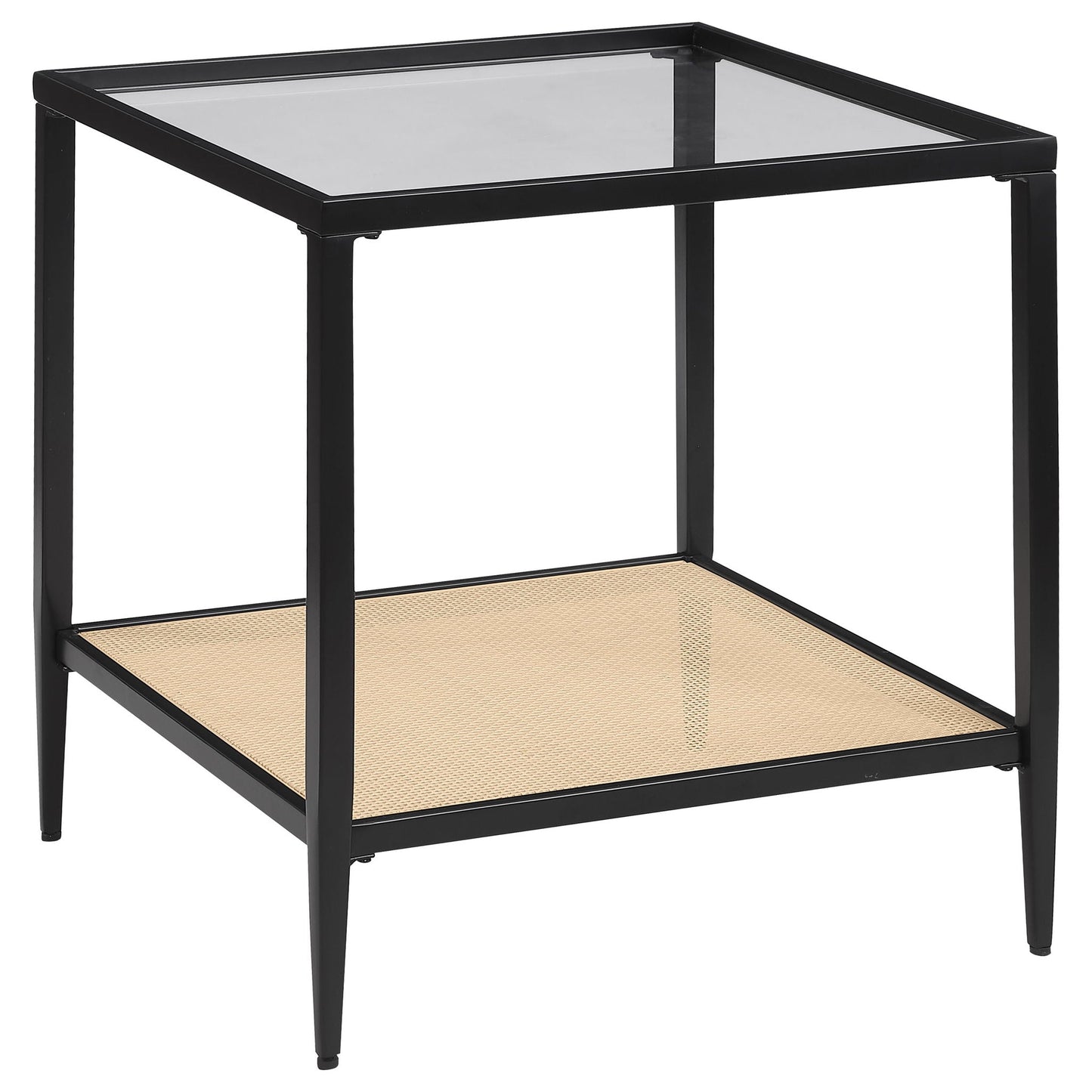 Amherst - Glass Top Metal with Cane Shelf Table Coaster Fine Furniture