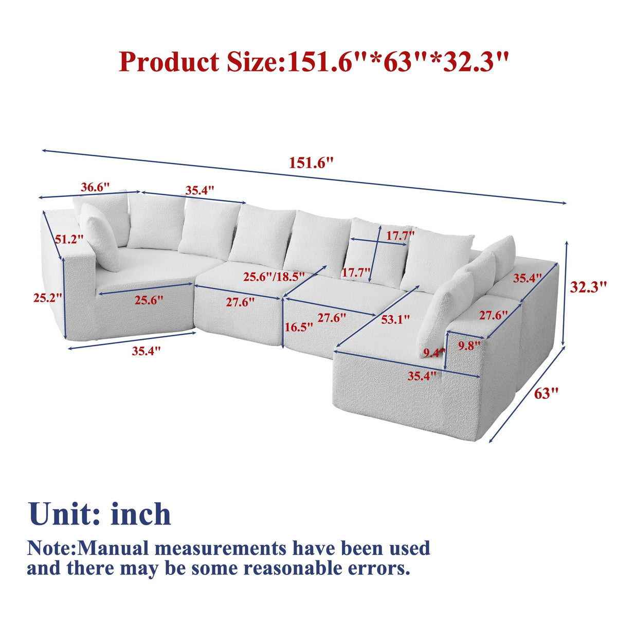 L - Shaped Modular Sofa With Deep Seat And 11 Pillows Home Essentials