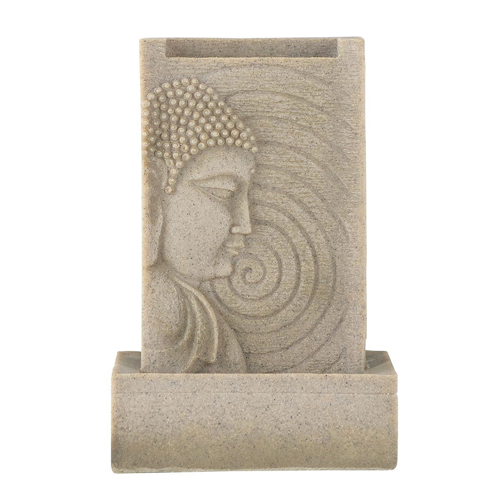 Indoor Buddha Water Fountain, Polyresin Tabletop Fountain With LED Light - Beige Daily Nest
