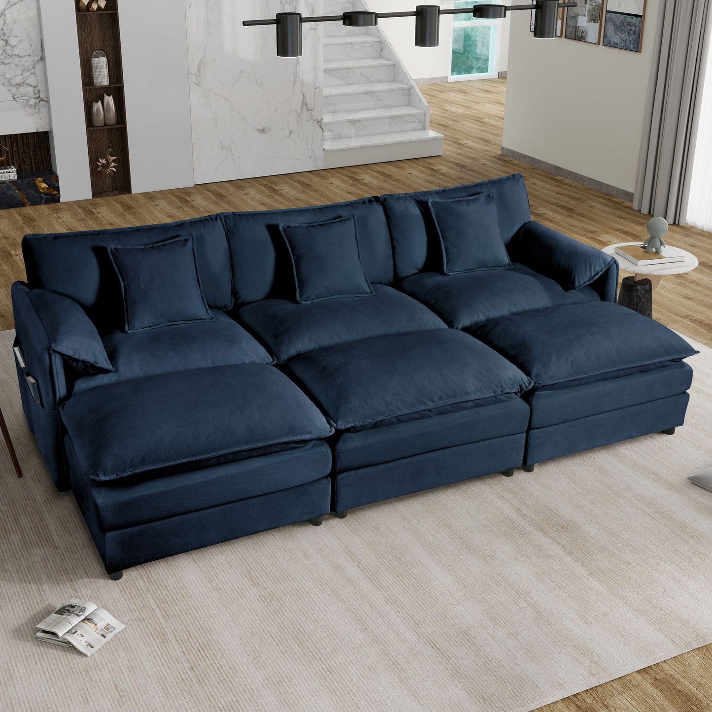 Modern Comfy Deep Seat Modular Sectional Sofa Cloud Couch With Ottoman Home Essentials