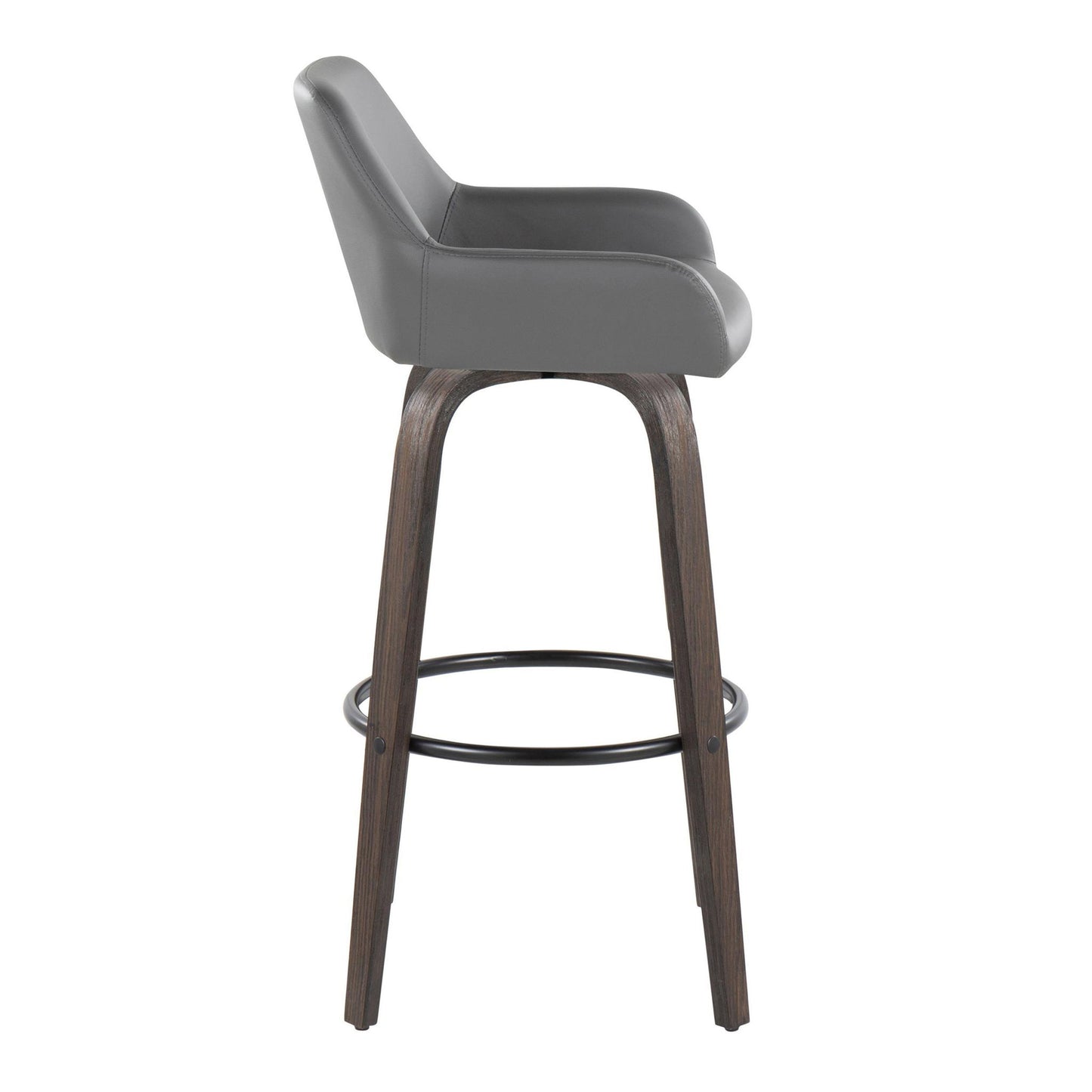 Daniella - Contemporary Fixed Height, Barstool With Swivel With Round Footrest (Set of 2) Lumi Source