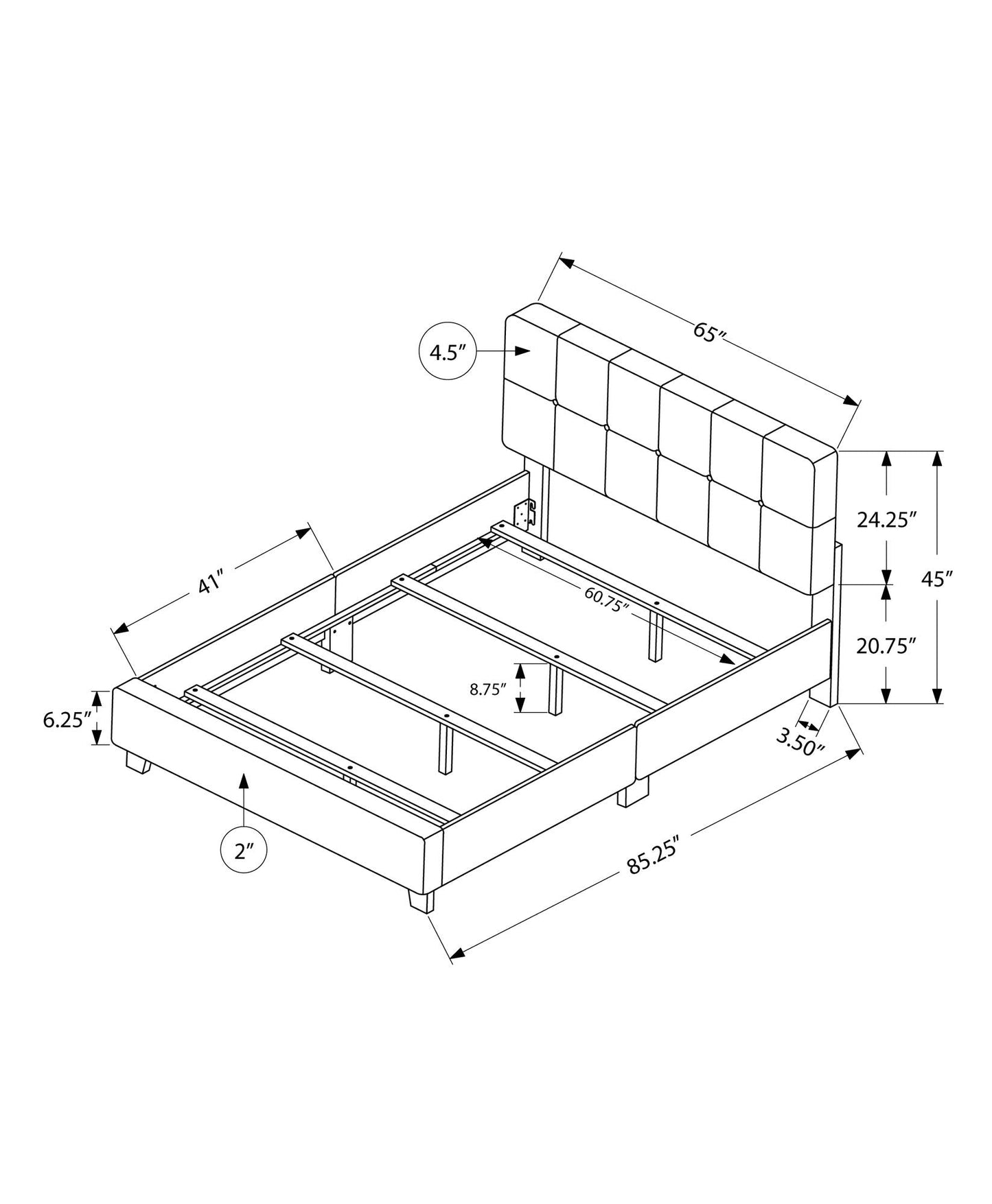 Queen Size Bed, Upholstered, Transitional - Beige 8th Street