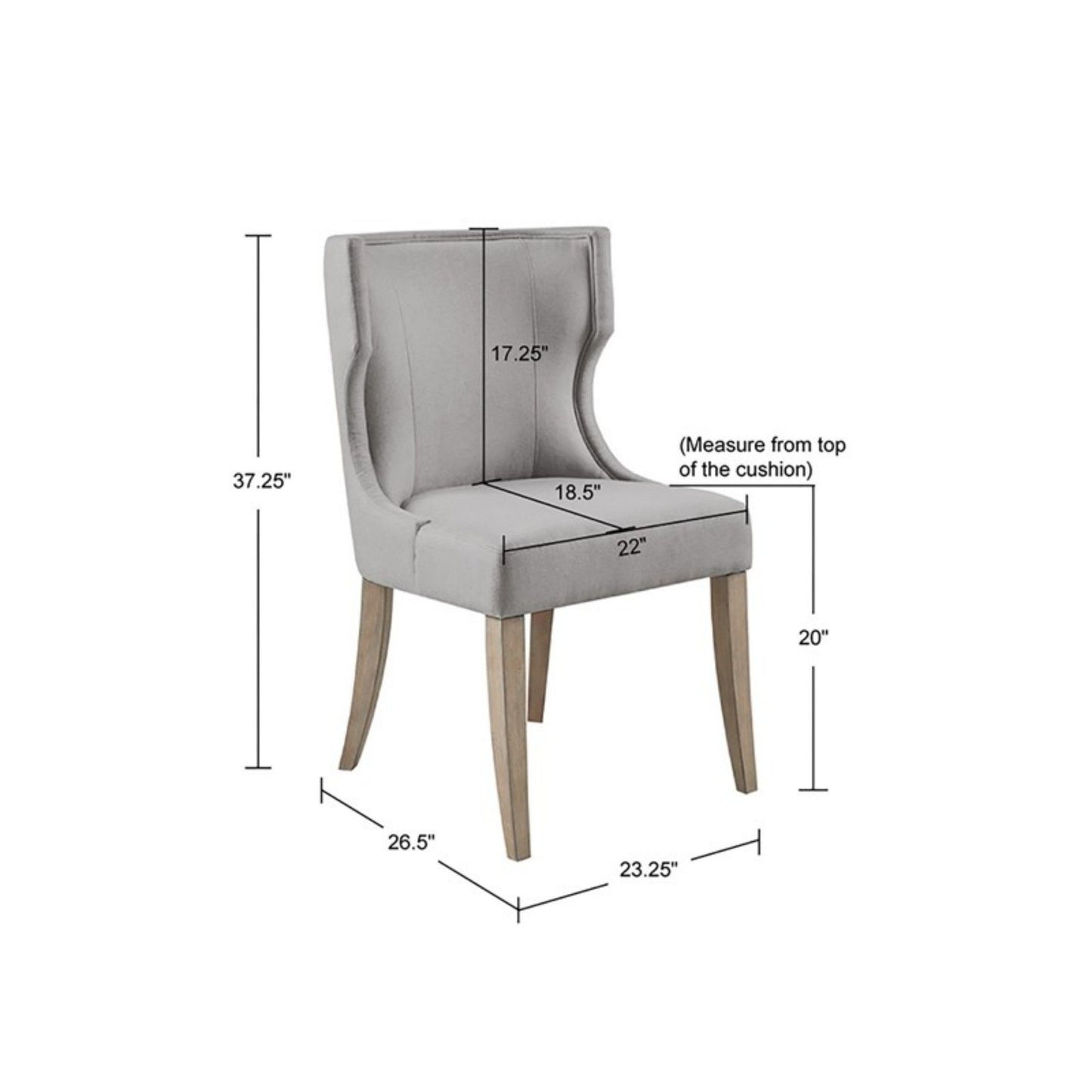 Upholstered Wingback Dining Chair - Light Gray JLA