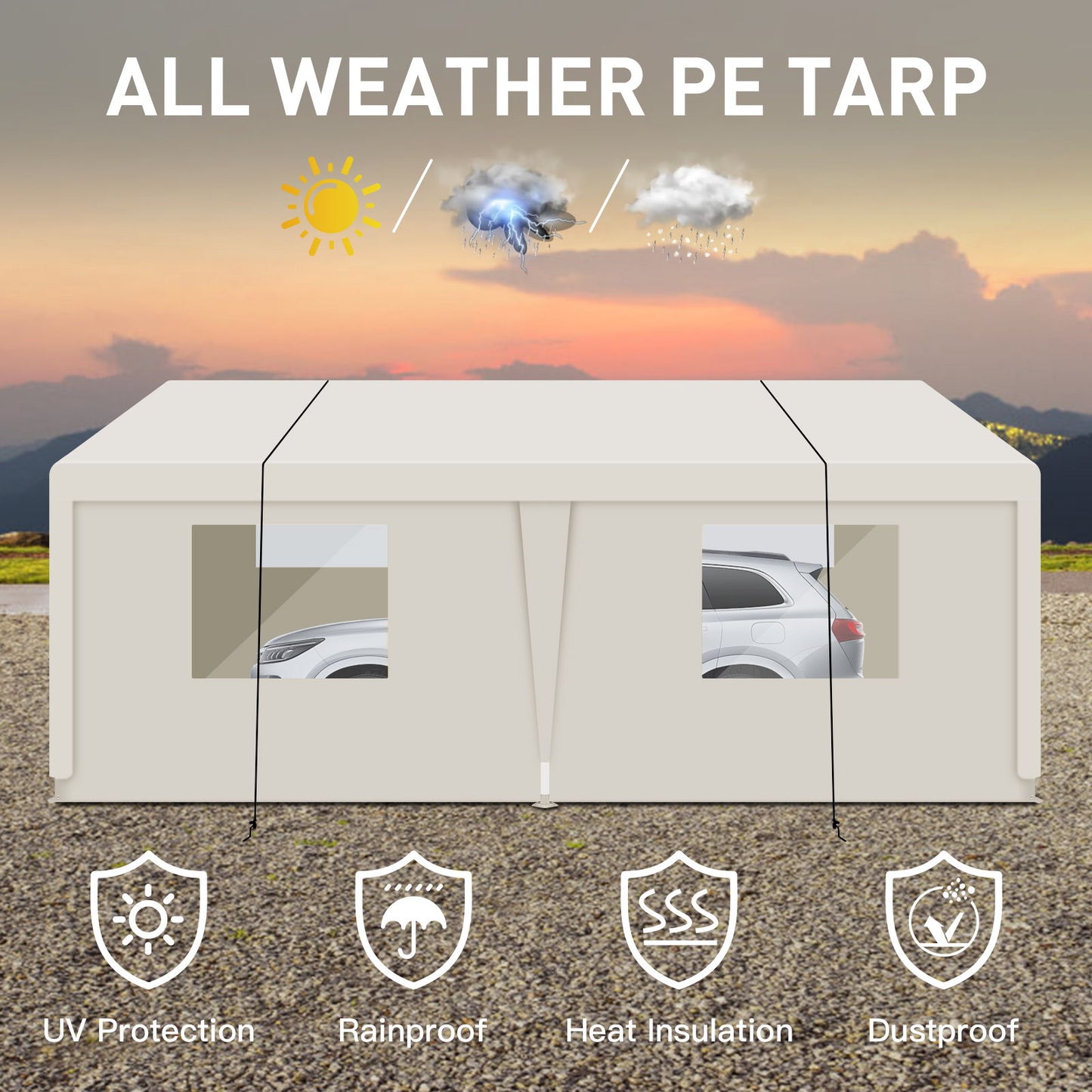 Carport, 10x20 Heavy Duty Portable Carport Garage Tent For Outdoor Storage Shelter Home Essentials