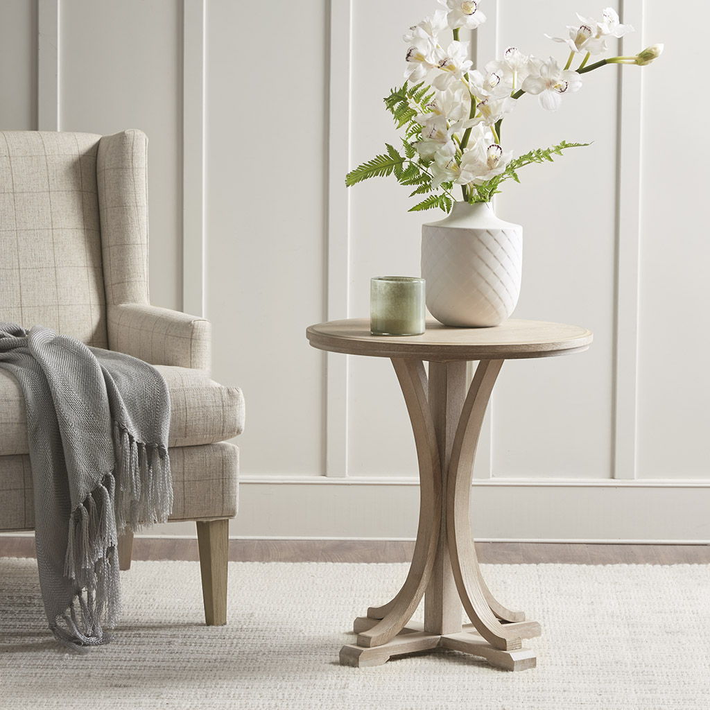Fatima - Round Accent Table - Reclaimed Wheat Martha Stewart
