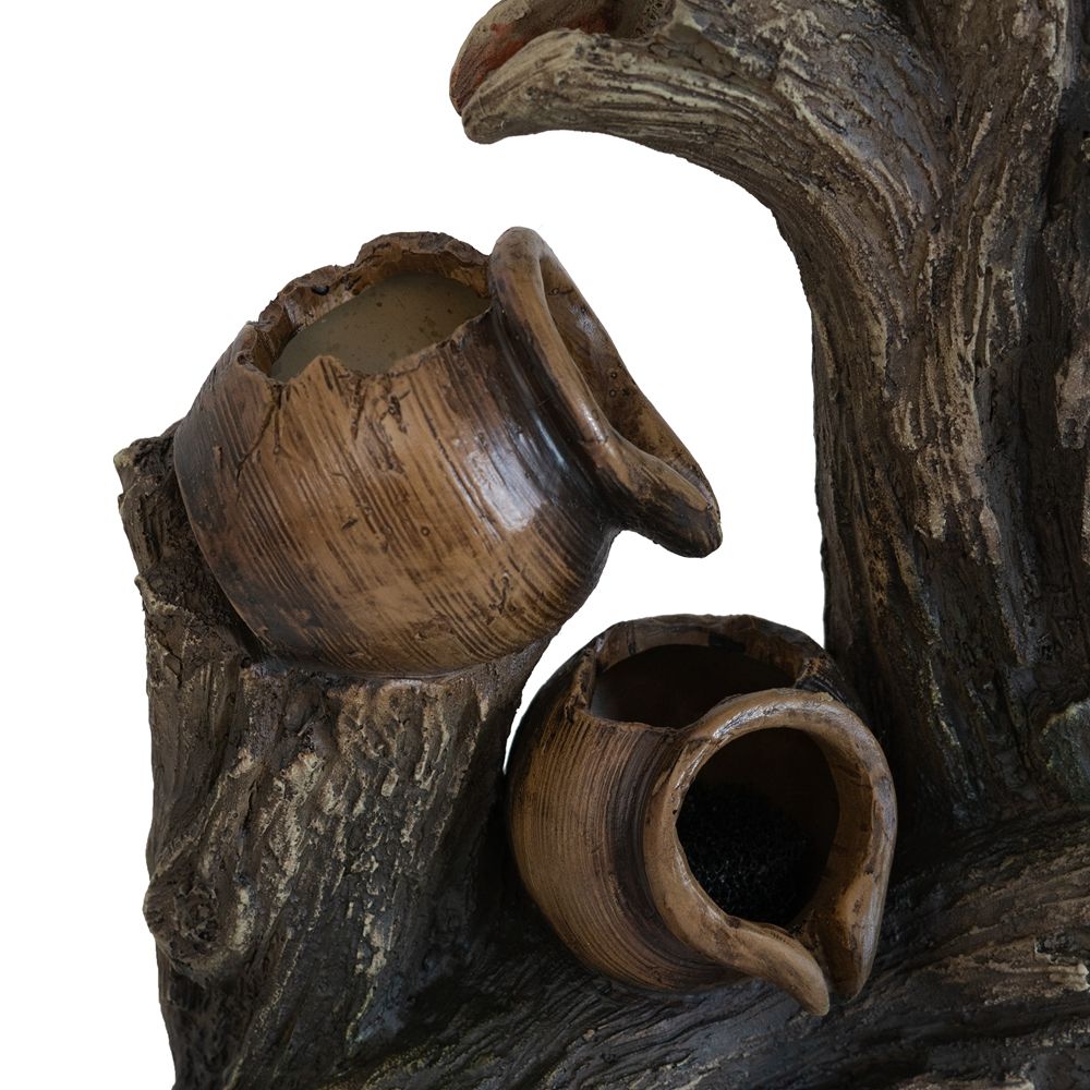 Decorative 4 Tier Broken Pot Water Fountain With LED Light - Brown Daily Nest