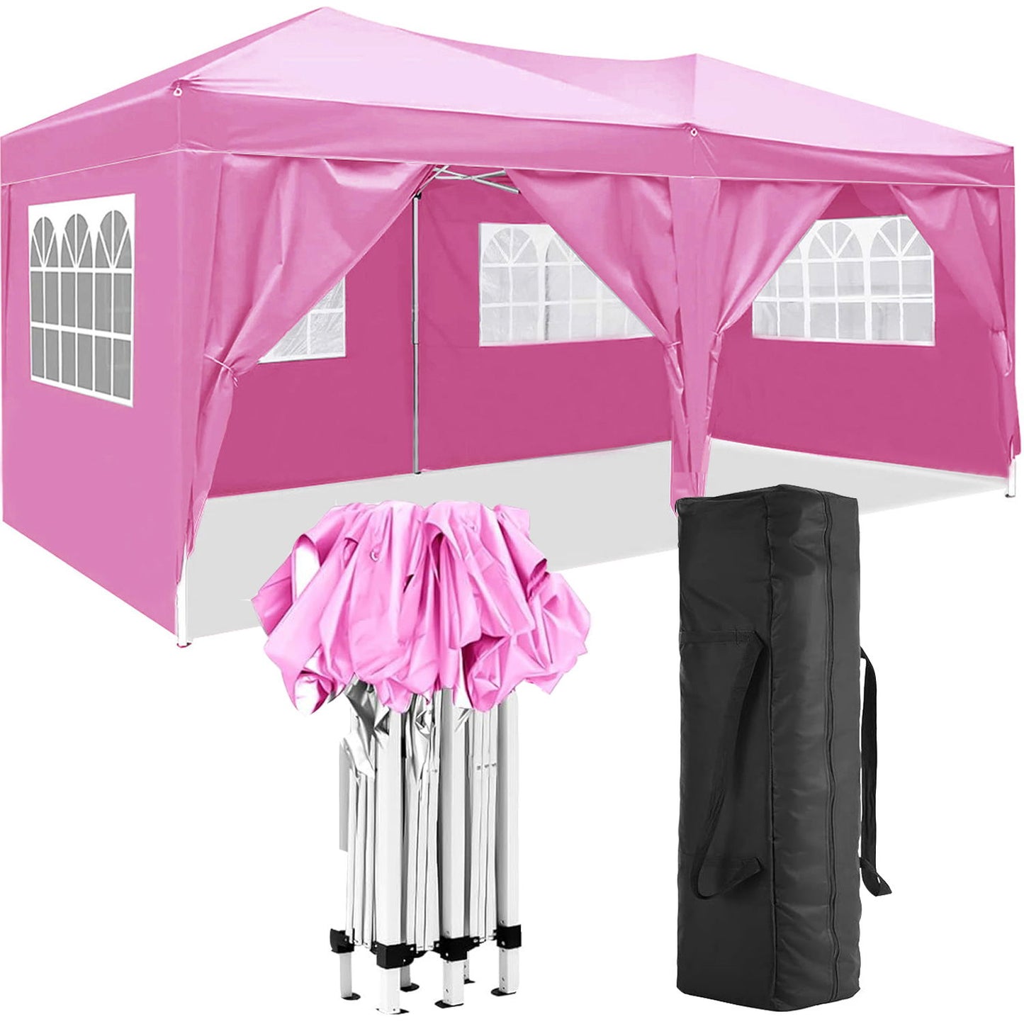 10'X20' Folding Canopy With 6 Removable Sidewalls Outdoor Event Shelter UPF 50+ Gazebo Portable Tents For Parties Beach Camping Wedding Ez Pop Up Canopy Home Essentials
