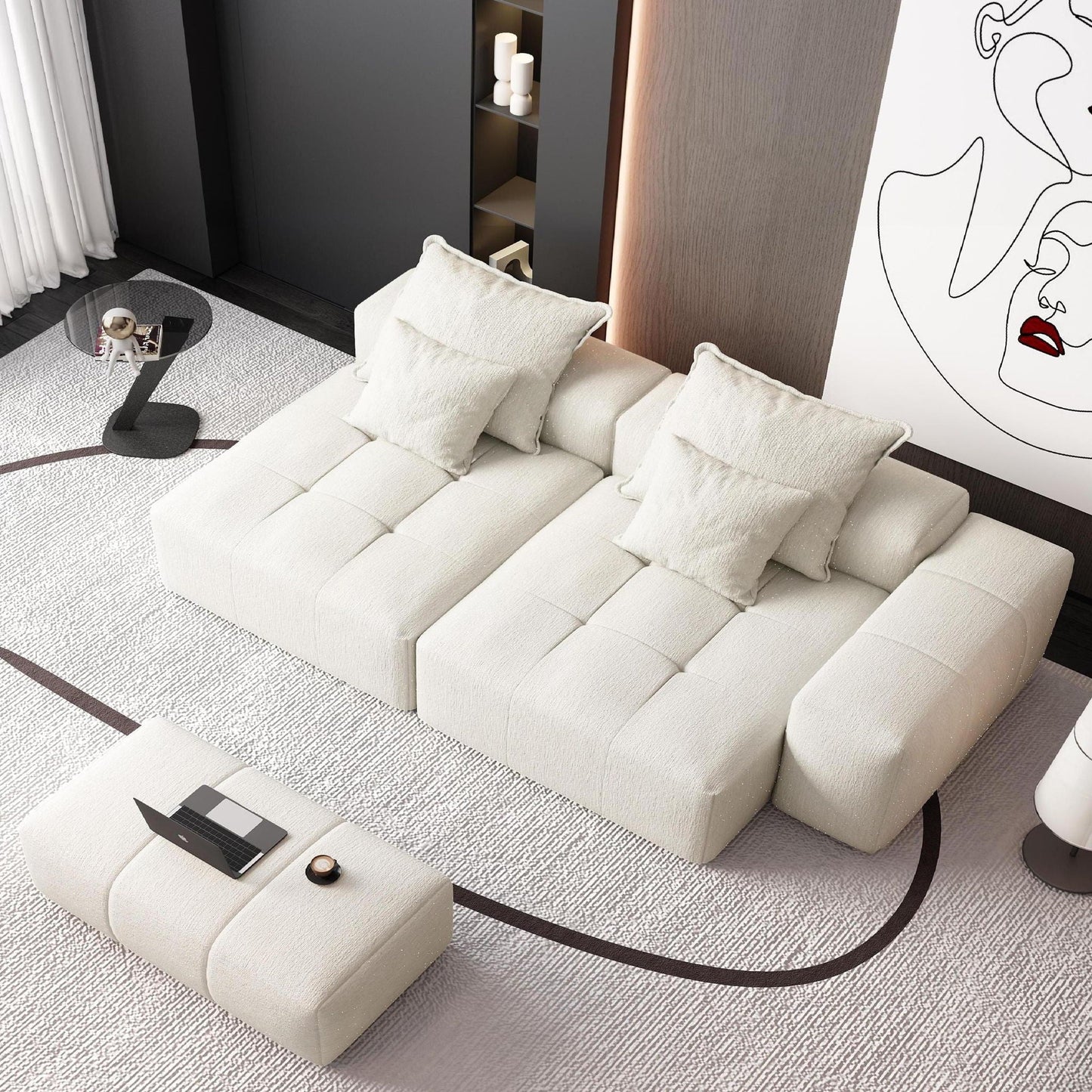 Modern Oversized Diy Combination Modular Sectional Sofa With Pillows Home Essentials