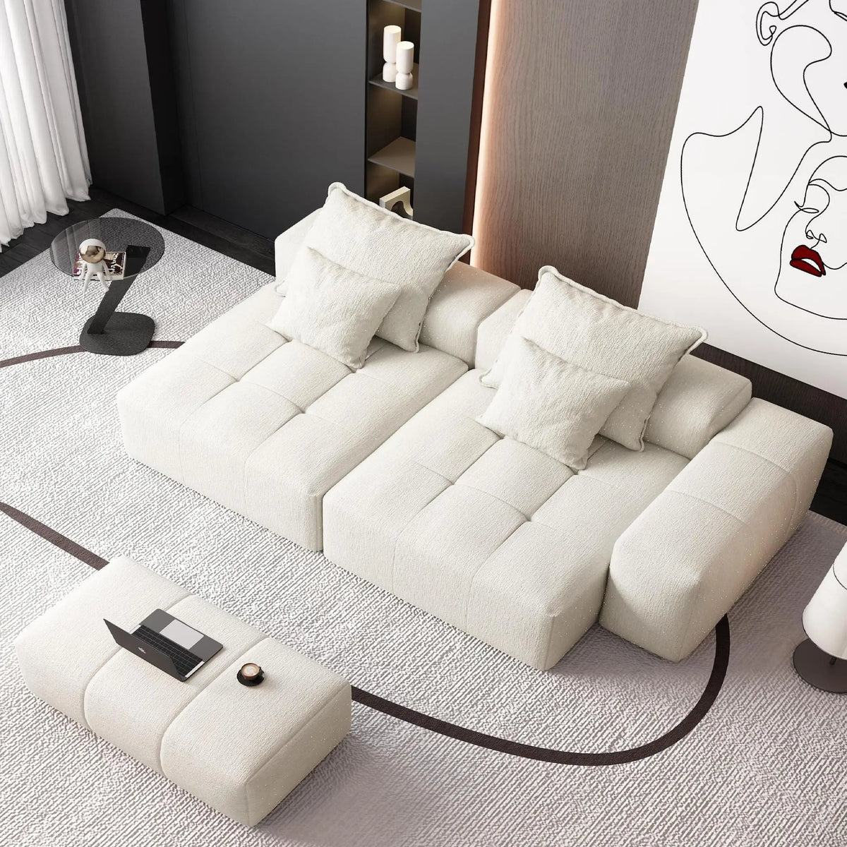 Modern Oversized Diy Combination Modular Sectional Sofa With Pillows Home Essentials