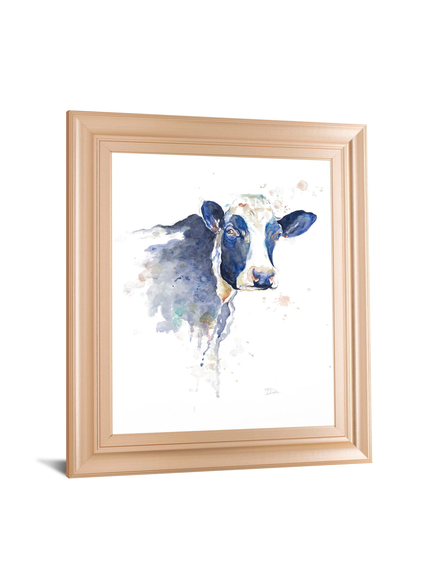 Watercolor Blue Cow By Patricia Pinto - Framed Print Wall Art - Blue
