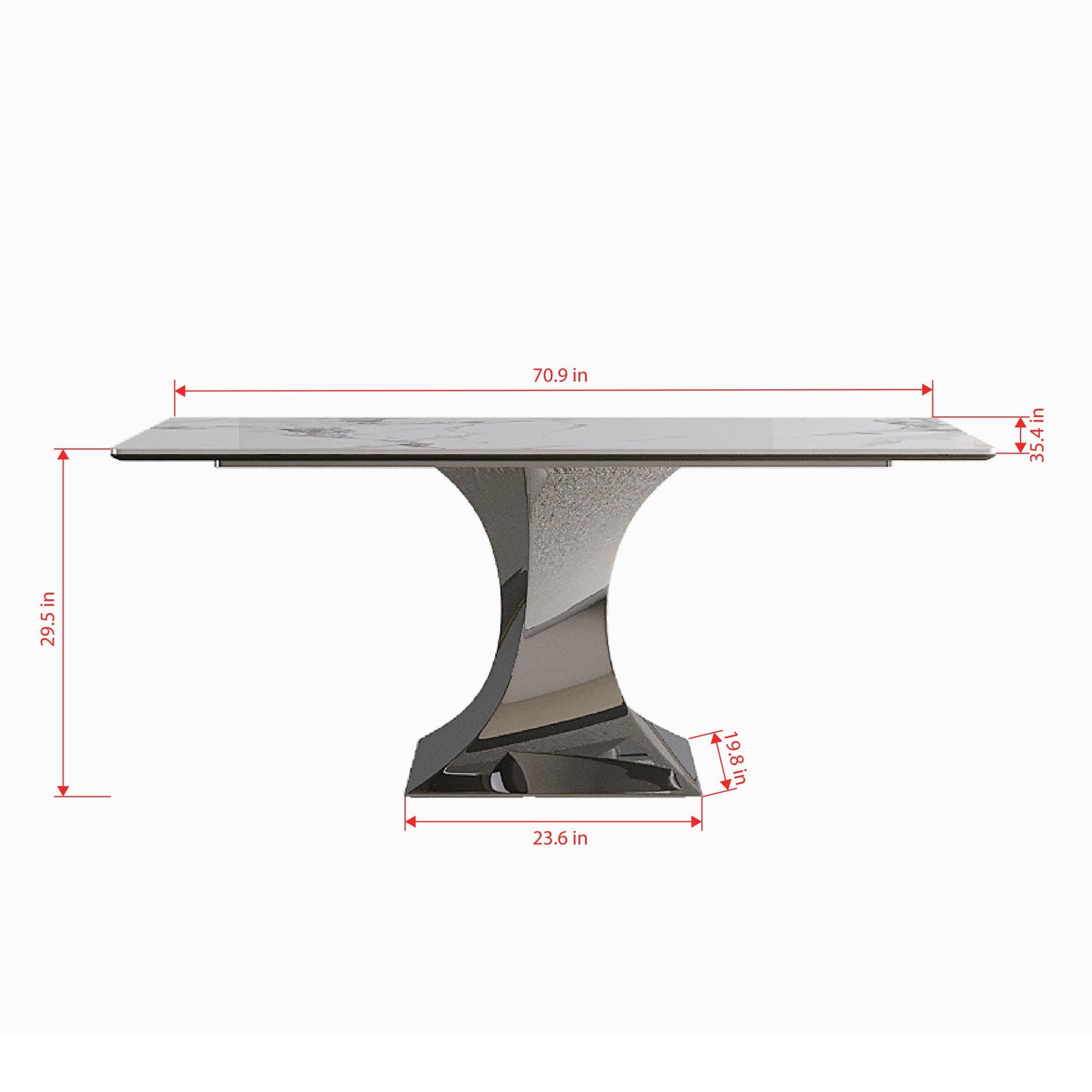 Modern Rectangular Dining Table For 6 - 8, Plated Hourglass Base Home Essentials