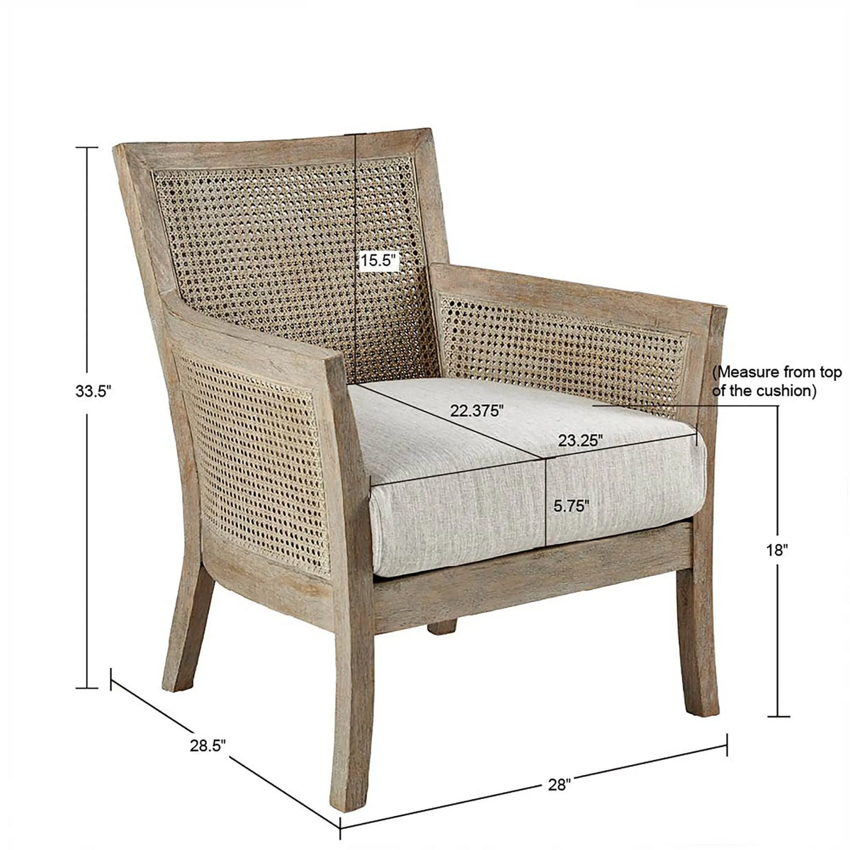 Cane Armchair With High Density Foam - Cream / Reclaimed Natural JLA