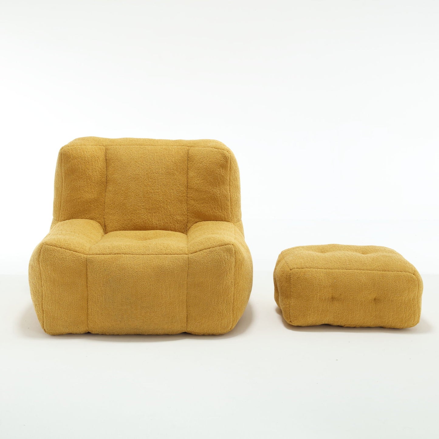 Modern Indoor Fluffy Bean Bag Chair With Memory Foam And Ottoman, Super Soft Home Essentials