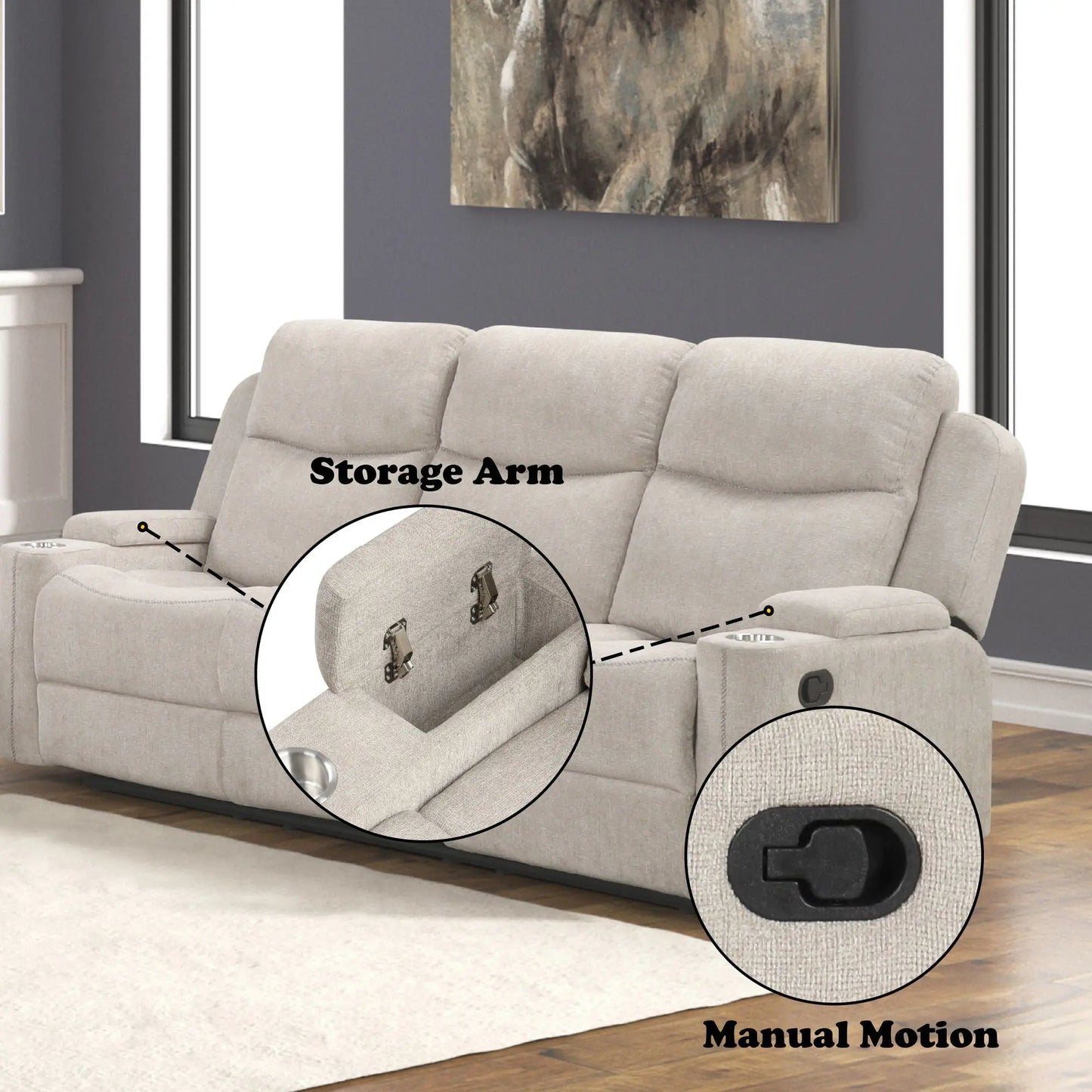 Galya - Motion Sofa - Light Gray Acme
