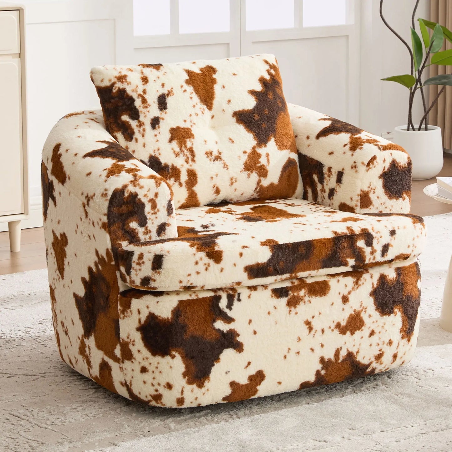 Modern Swivel Barrel Chair With Dual-Layer Cushion Hearth and Haven