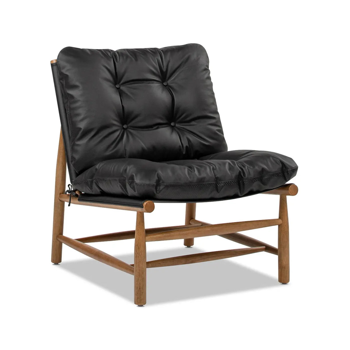 Oxford Leather Mid-Century Modern Accent Chair - Noir Black Jennifer Taylor Home