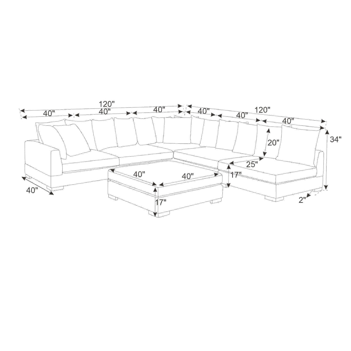 Large Seating Modular Sleeper Sectional - Dark Gray Home Essentials