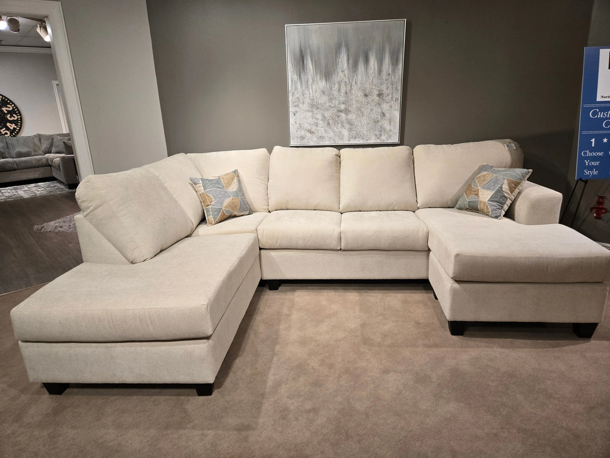 Made-in-USA living room furniture with sofa and accent chairs in a modern home setting
