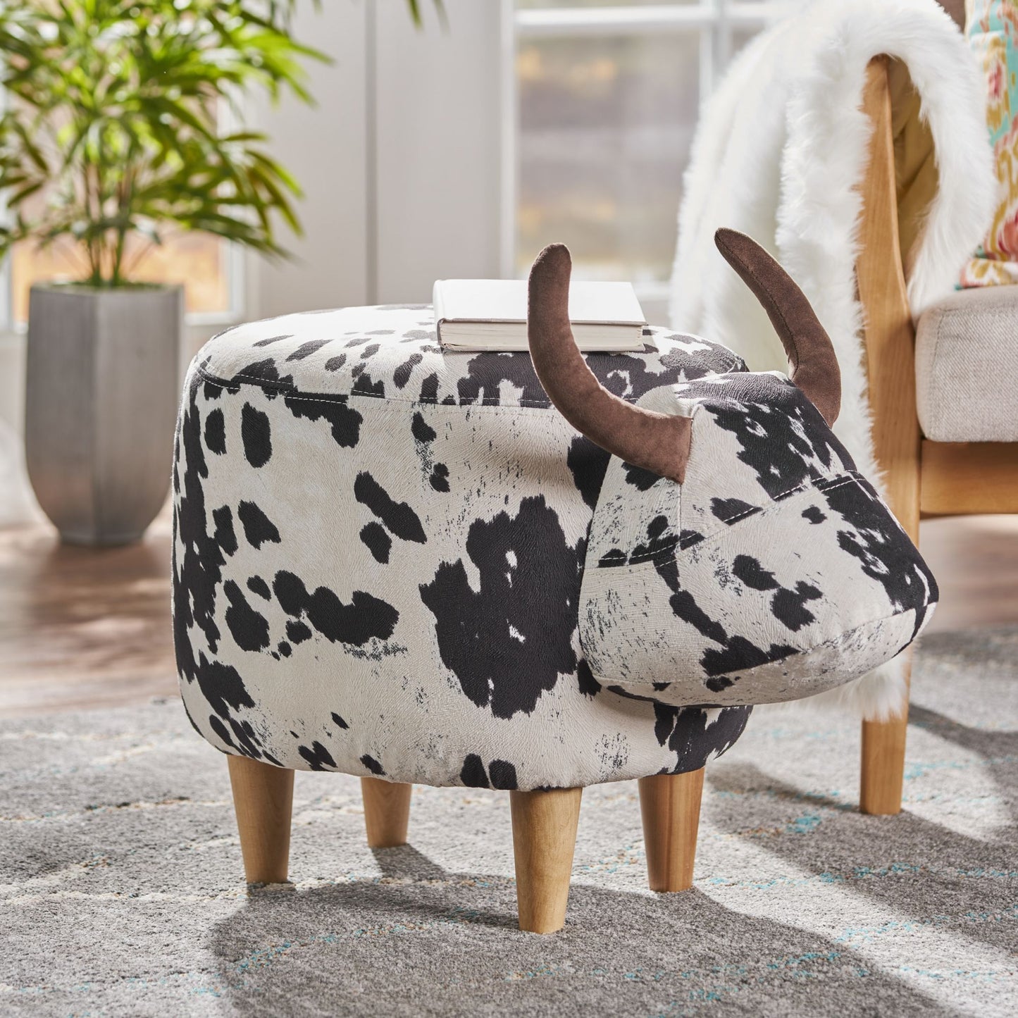 Cow Shaped Ottoman Footstool Noble House