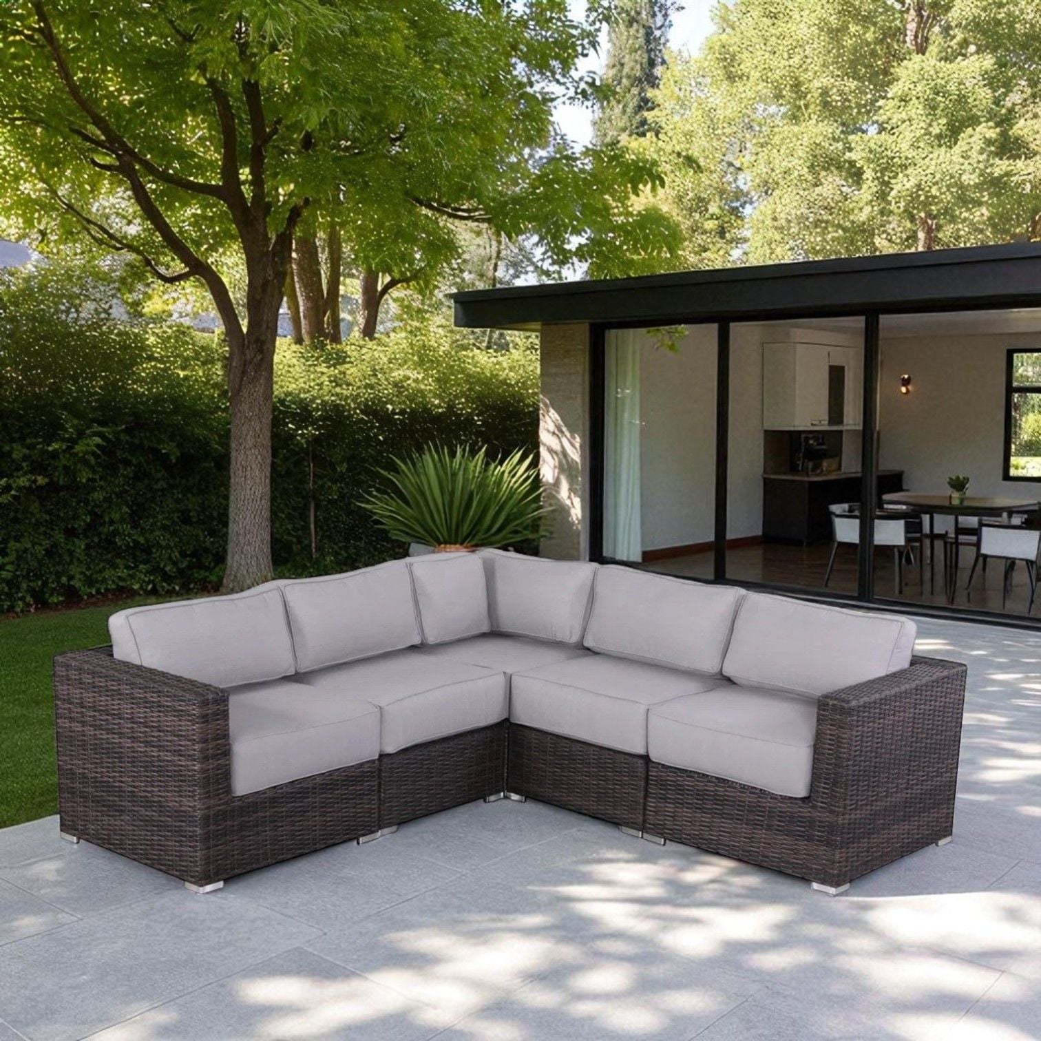 Luxurious Wicker Patio Sectional With Weather Resistant Sunbrella Cushions LSI Patio Furniture